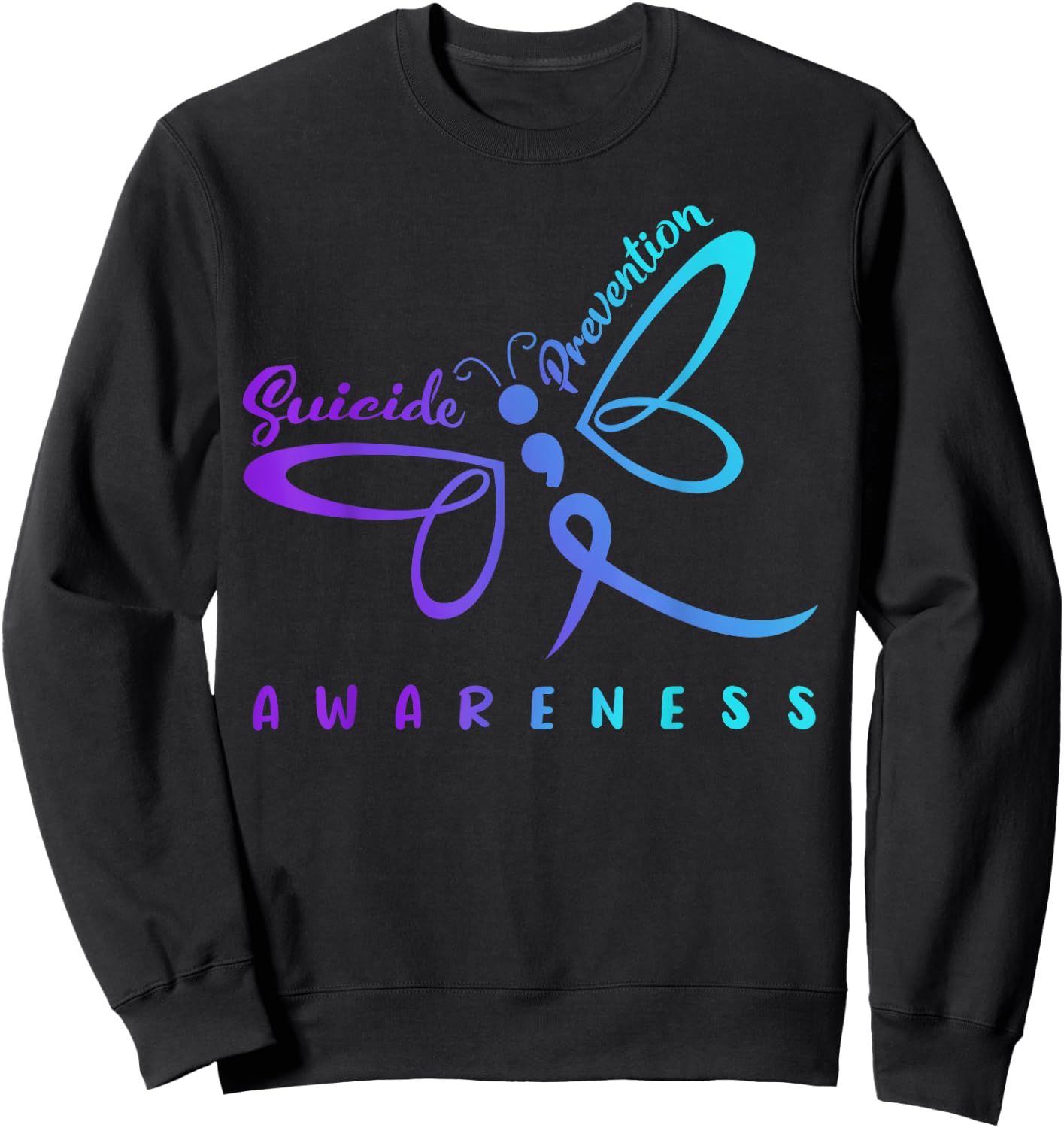 Dragonfly Suicide Prevention Awareness Pink And Teal Ribbon Sweatshirt - Sweatshirt | Black