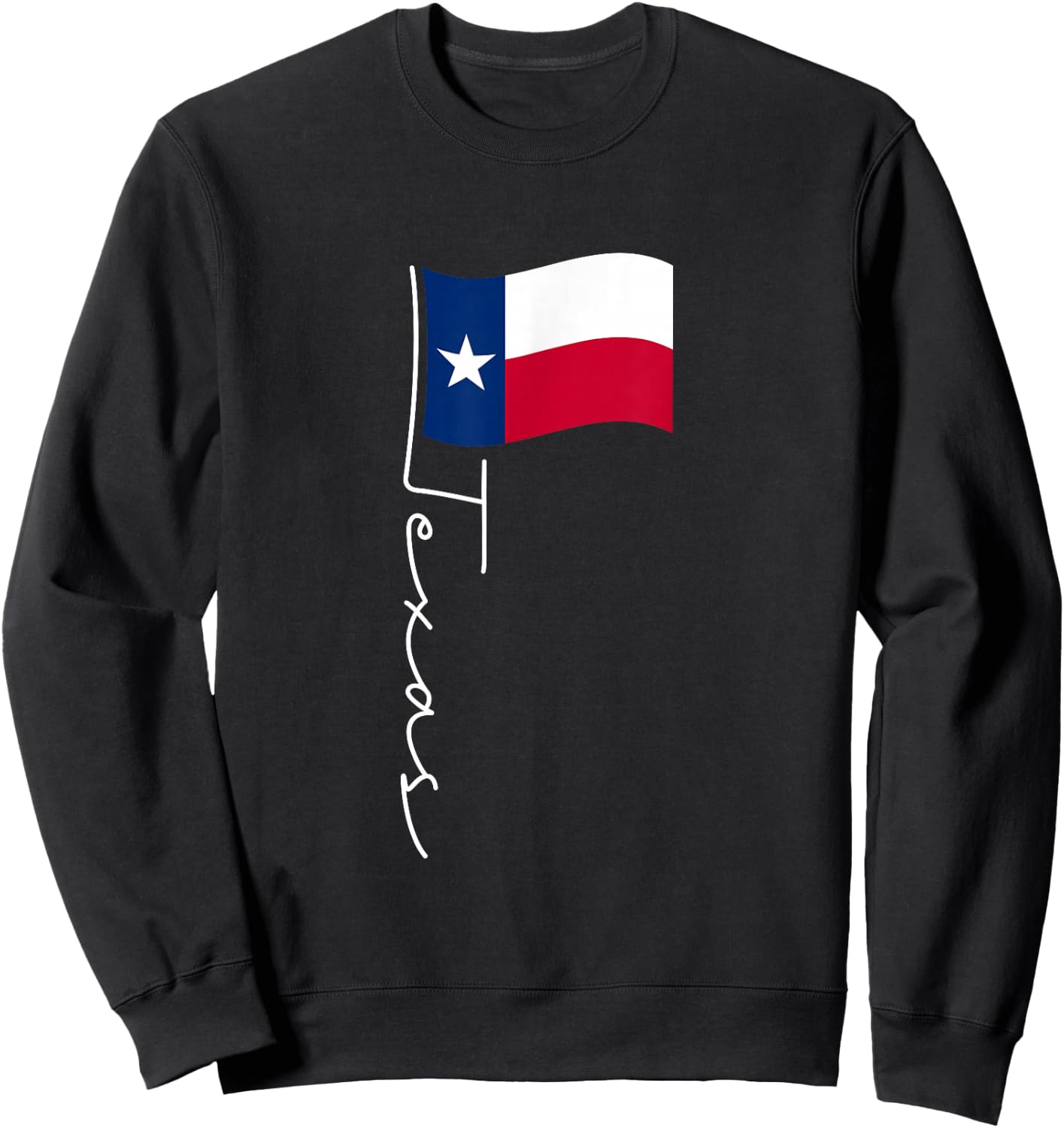 Texas Signature Flag Pole - Elegant Patriotic Texan Flag Sweatshirt - Sweatshirt | Black