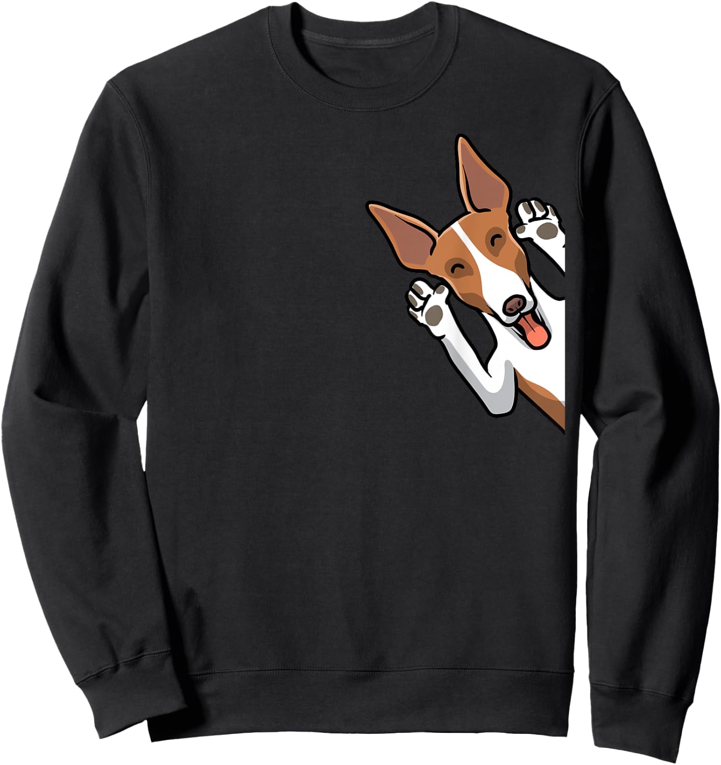 Ibizan Hound Gifts by Thembalove -Adult Ibizan Hound Dog Black Cartoon Sweatshirt - Sweatshirt | Black