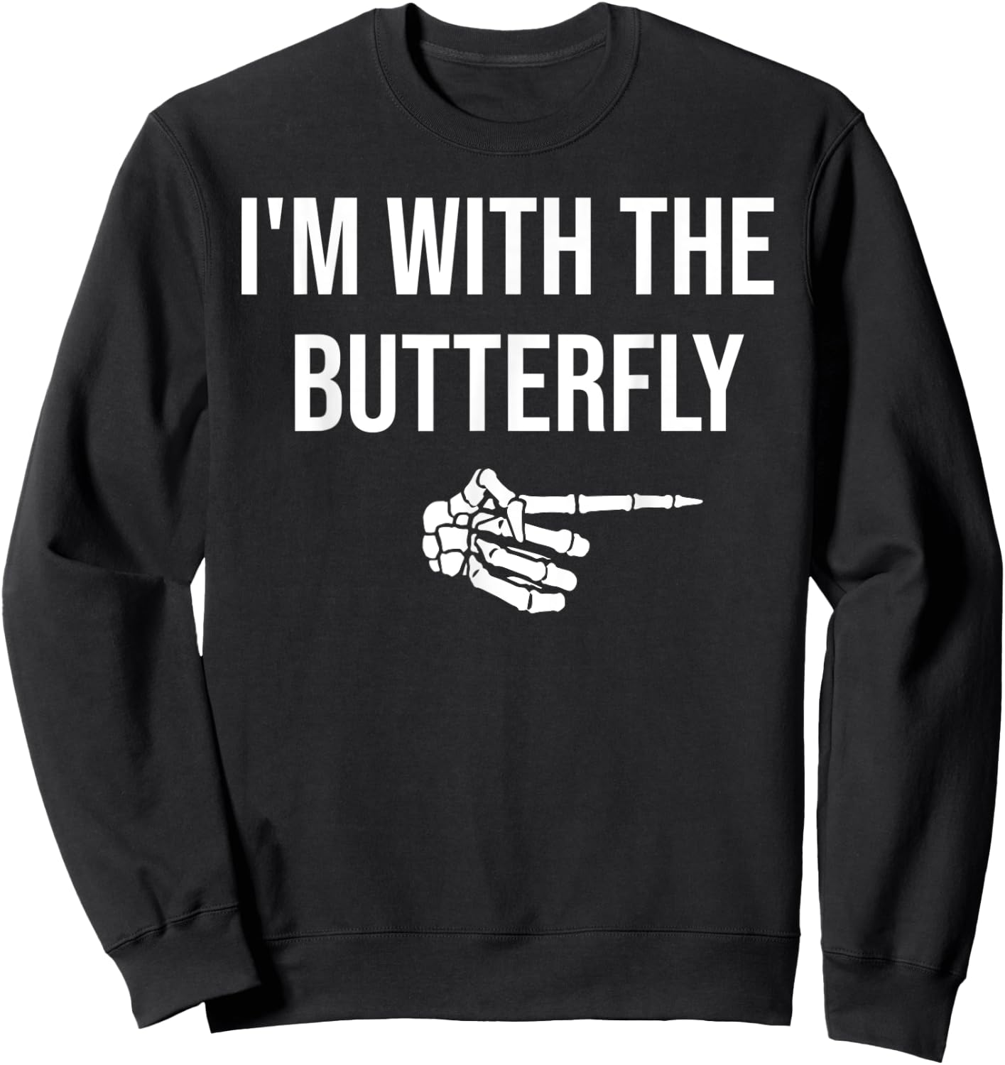 I'm With Butterfly Halloween Costume Funny Matching Couples Sweatshirt - Sweatshirt | Black