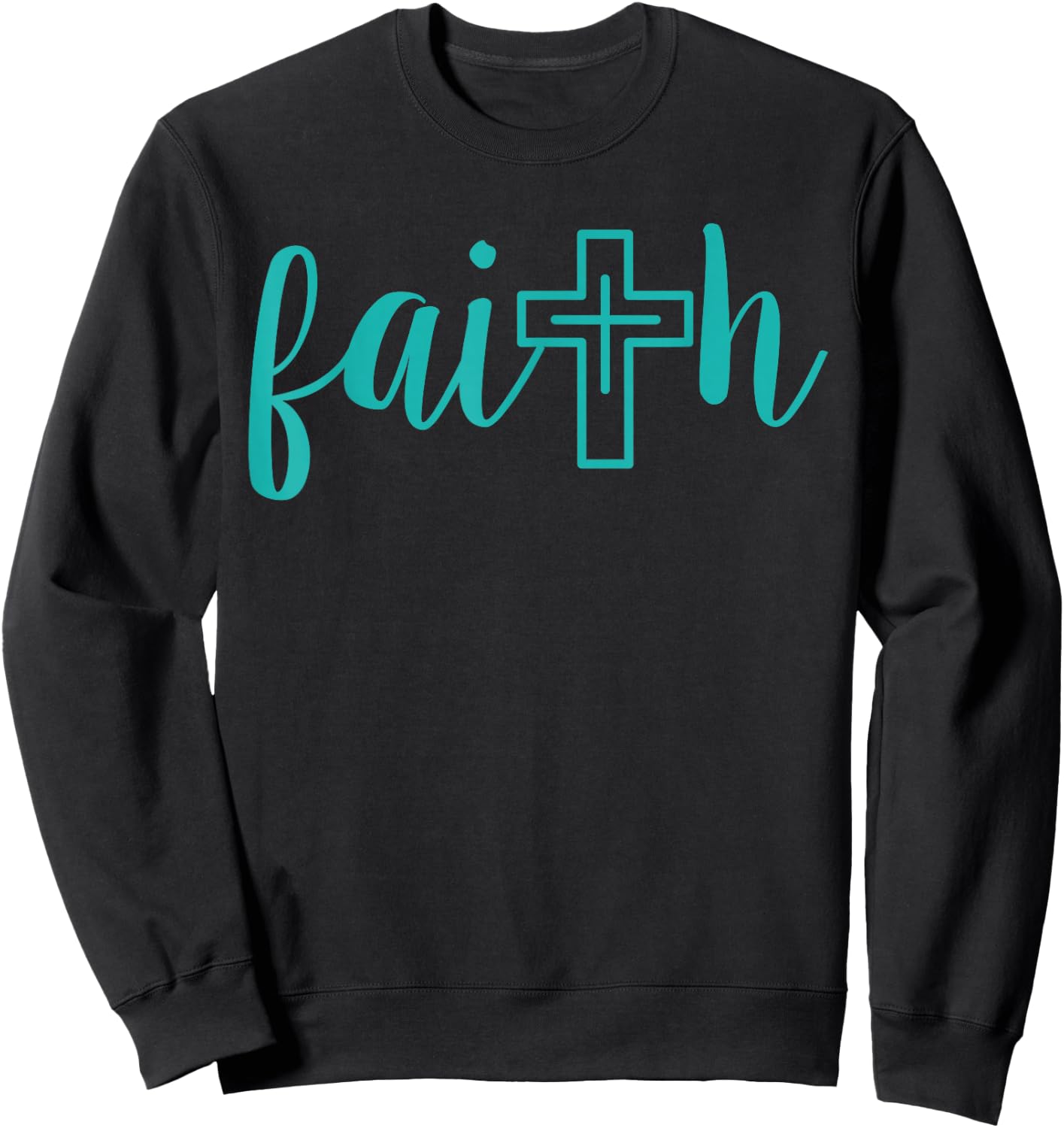 Christian Faith Teal Cross Bible Study Thank You Gift Sweatshirt - Sweatshirt | Black