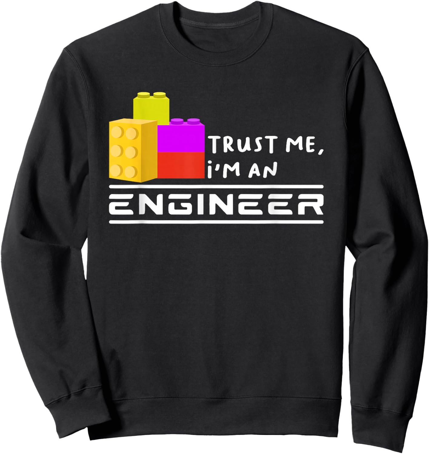 Engineer Kids Children Toy Big Building Blocks Build Builder Sweatshirt - Sweatshirt | Black