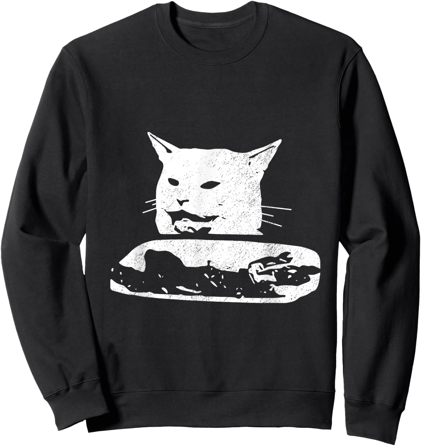 Vintage Confused Gato - Woman Yelling At Cat Meme Sweatshirt - Sweatshirt | Black