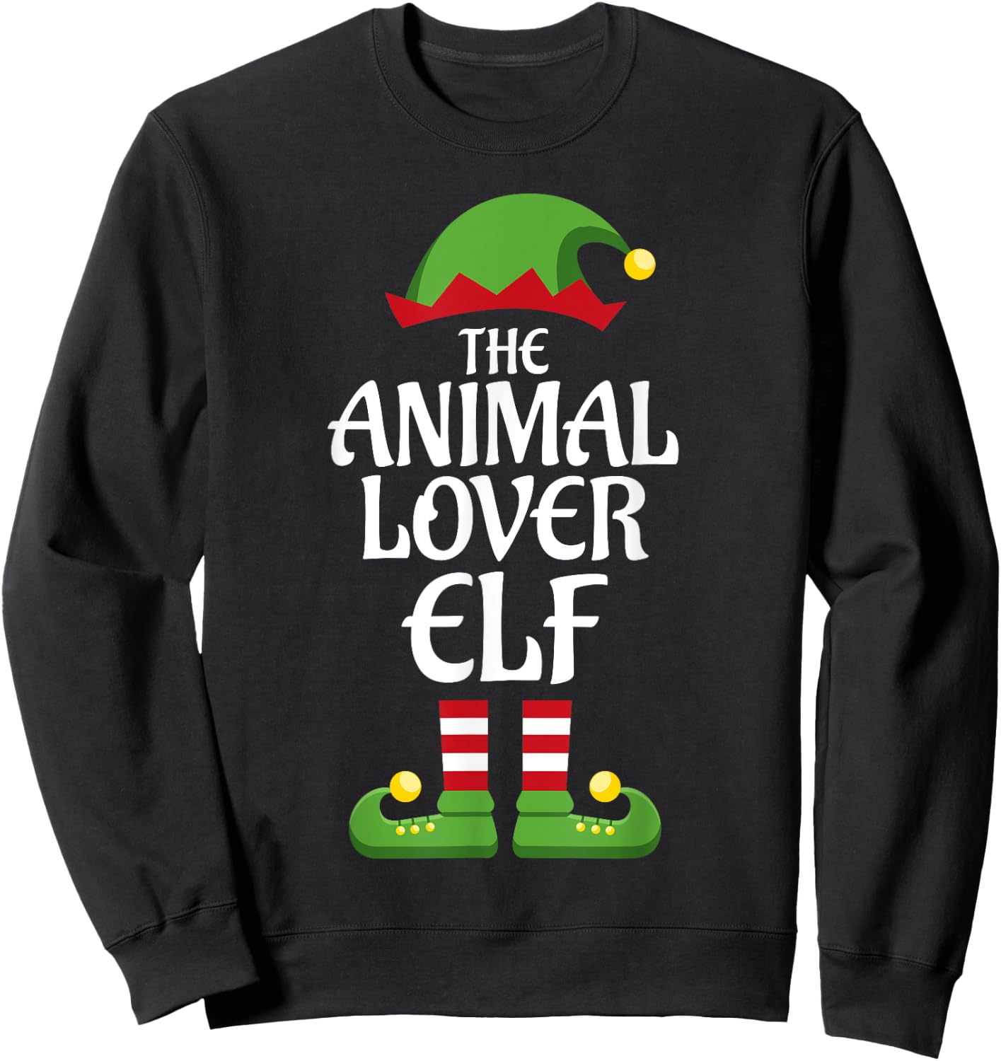 Animal Lover Elf Family Matching Group Christmas Sweatshirt - Sweatshirt | Black