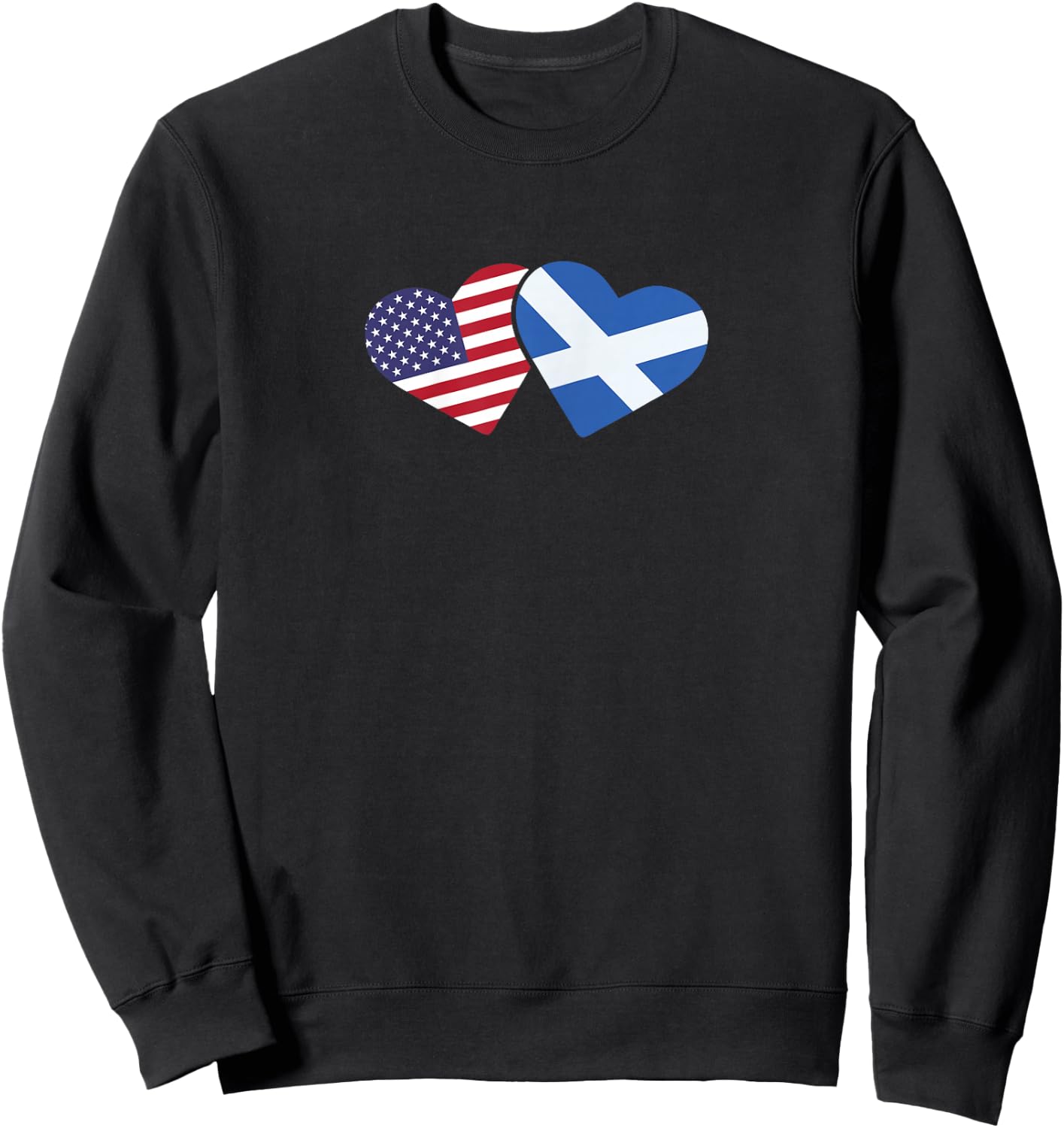 Scotland USA Flag T Shirt Heart Scottish American Love Sweatshirt - Sweatshirt | Black