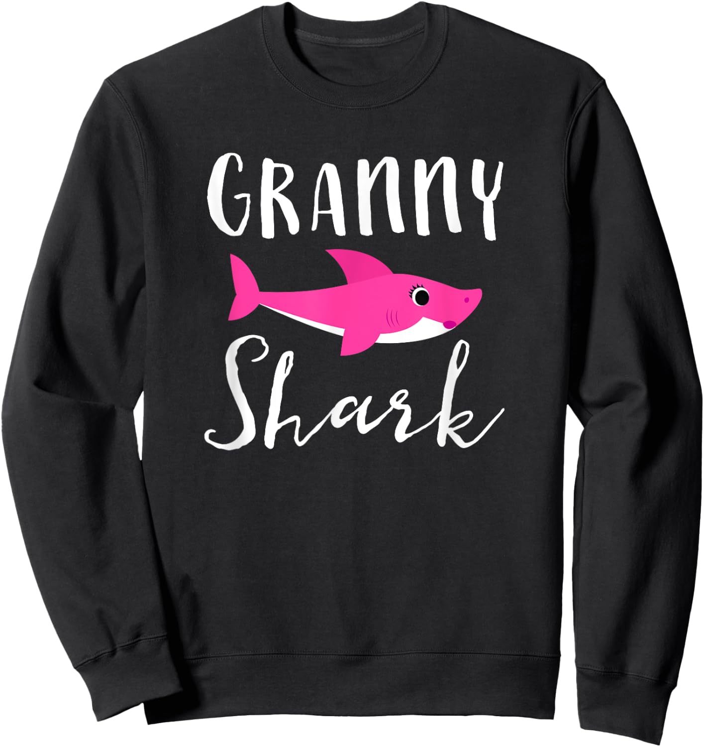 Granny Shark Grandma Grandmother Pink Shark Graphic Sweatshirt - Sweatshirt | Black