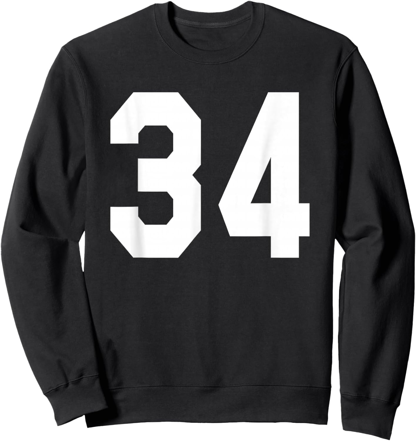 Number 34 Sports Jersey Front and Back Team Player Sweatshirt - Sweatshirt | Black