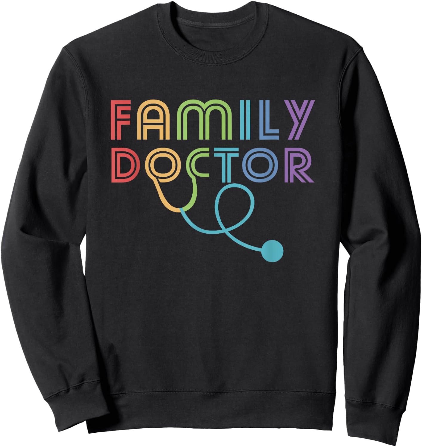 Retro Family Doctor Vintage Therapist Stethoscope Physician Sweatshirt - Sweatshirt | Black