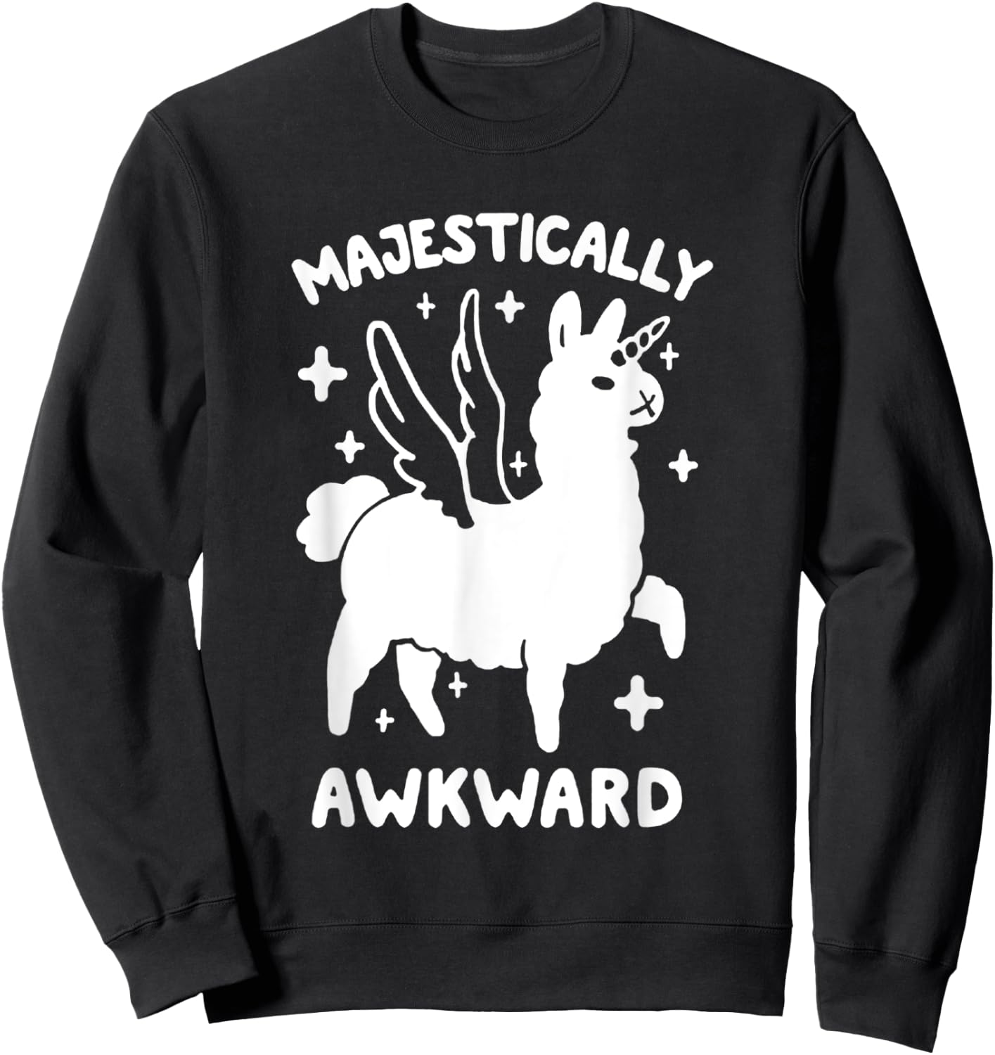 Majestically Awkward Llamacorn Funny Cute Llama Sweatshirt - Sweatshirt | Black