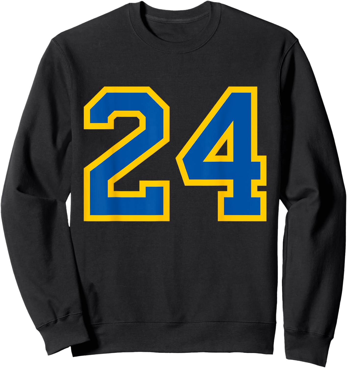 Number #24 Sport Blue Yellow Number Sweatshirt - Sweatshirt | Black