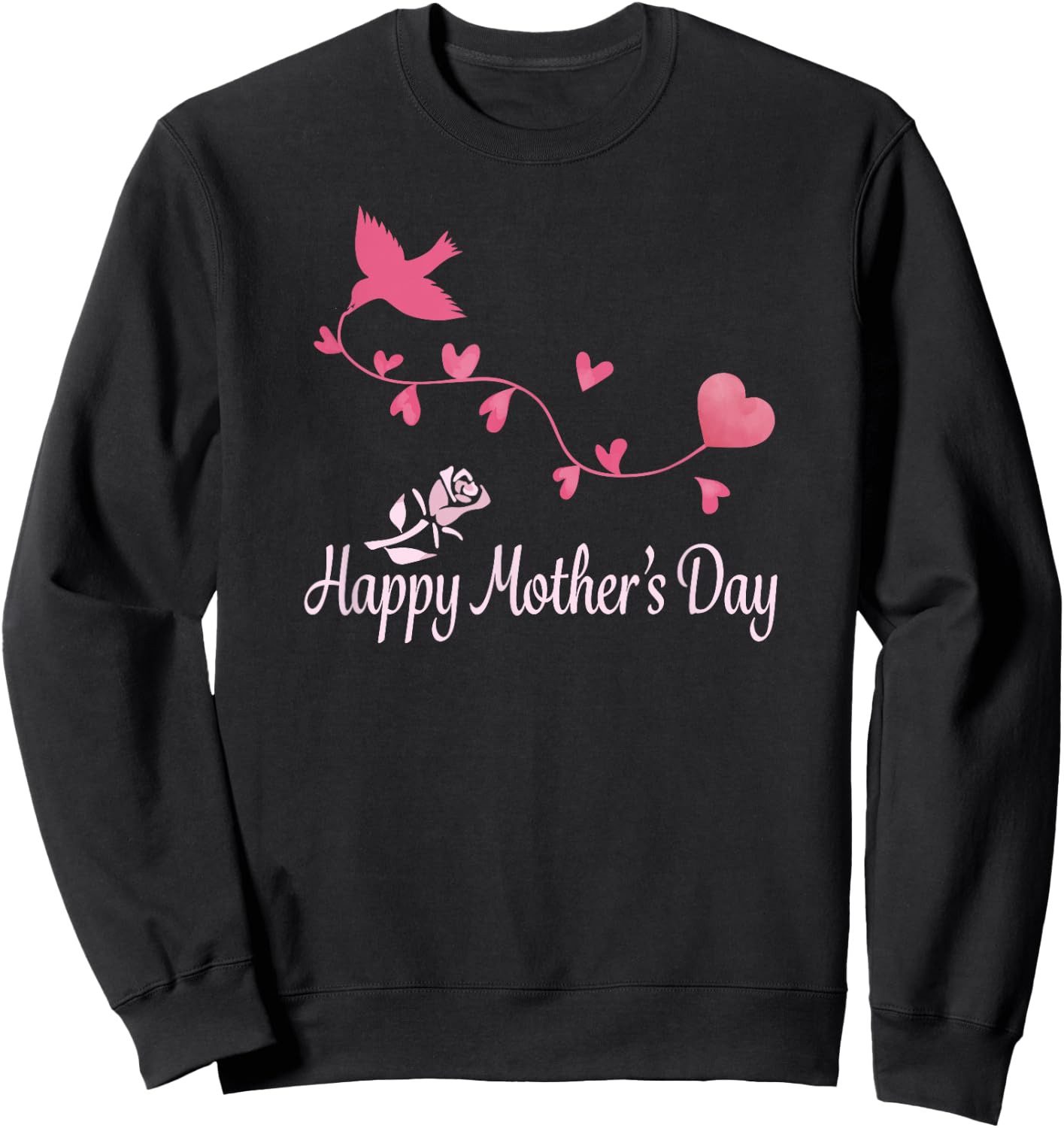 Happy Mother's Day - Bird with Heart Sweatshirt - Sweatshirt | Black