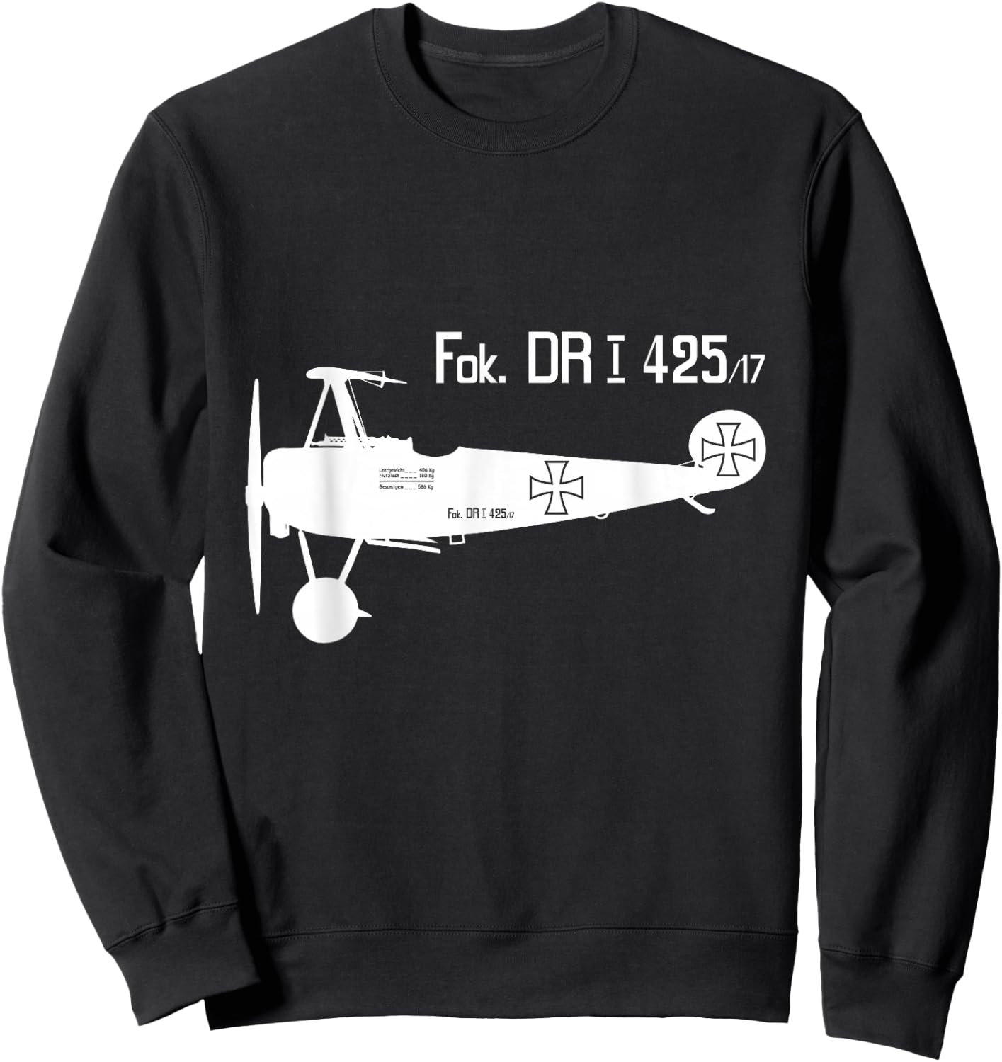 WW1 Military Triplane Aircraft Richthofen Plane Fokker DRI Sweatshirt - Sweatshirt | Black