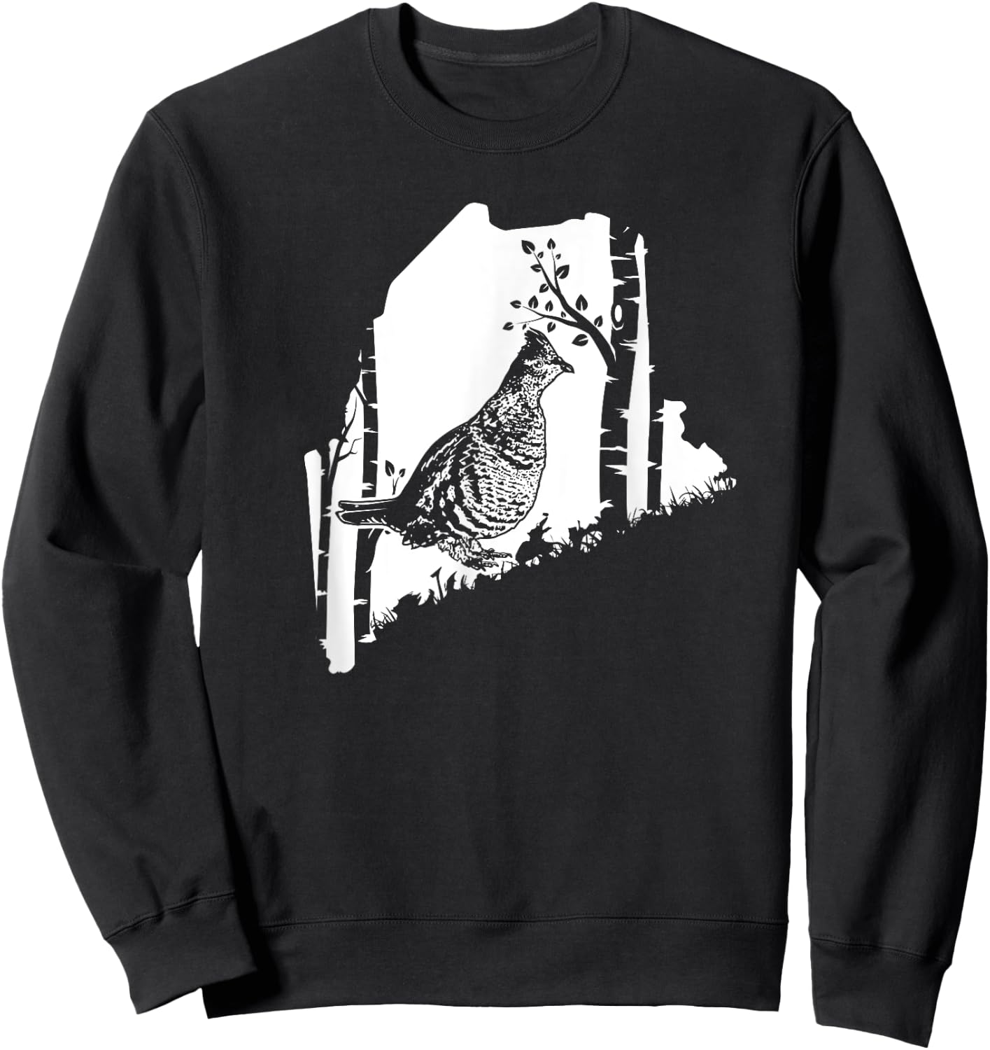 Hunting Partridge Grouse- Maine map Bird Hunter Sweatshirt - Sweatshirt | Black