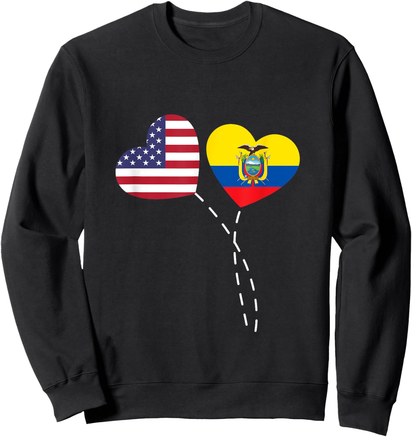 Loving USA Ecuador Flag Heart Ecuadorian Americans Love Sweatshirt - Sweatshirt | Black