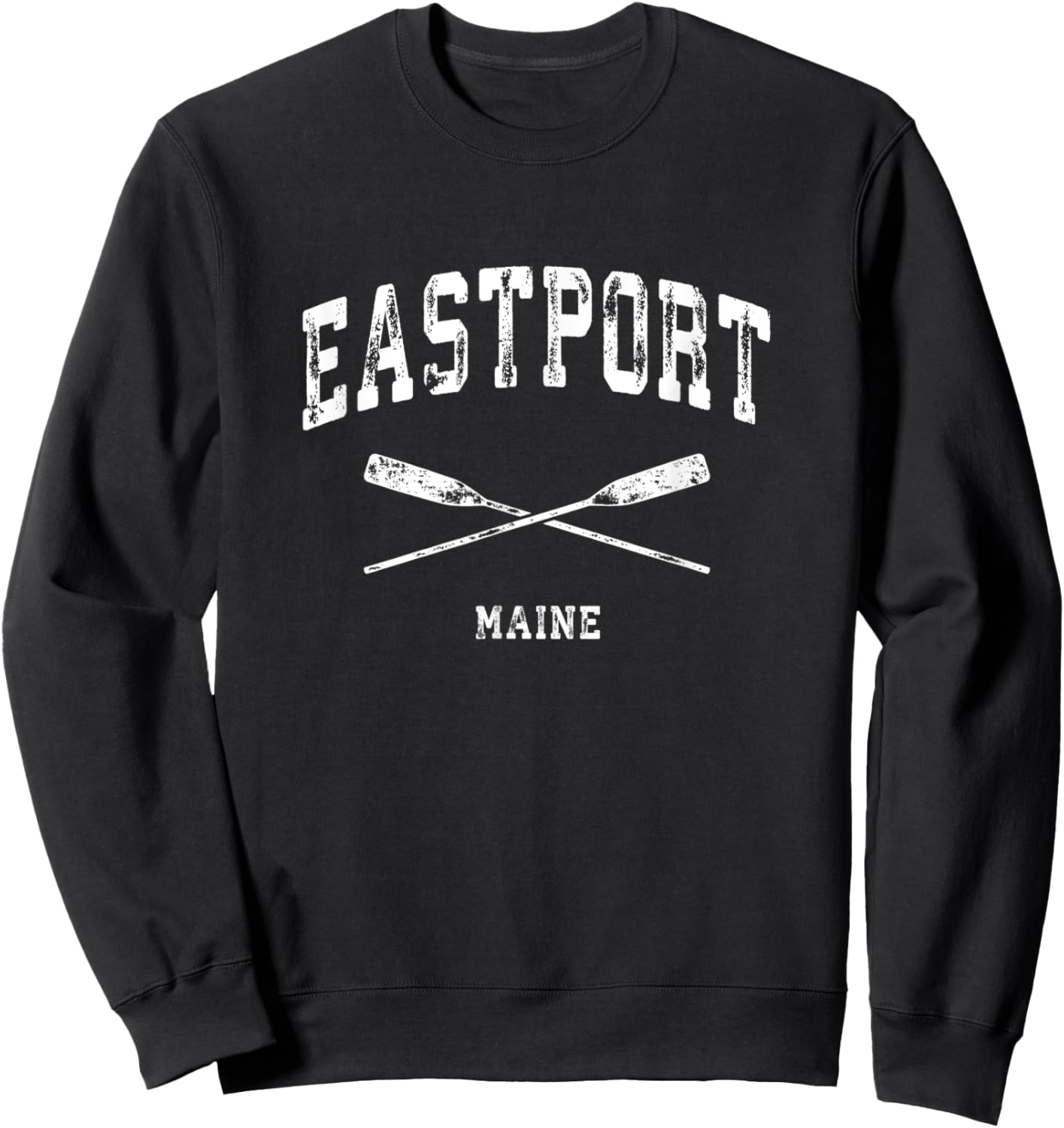 Eastport Maine Vintage Nautical Crossed Oars Sweatshirt - Sweatshirt | Black