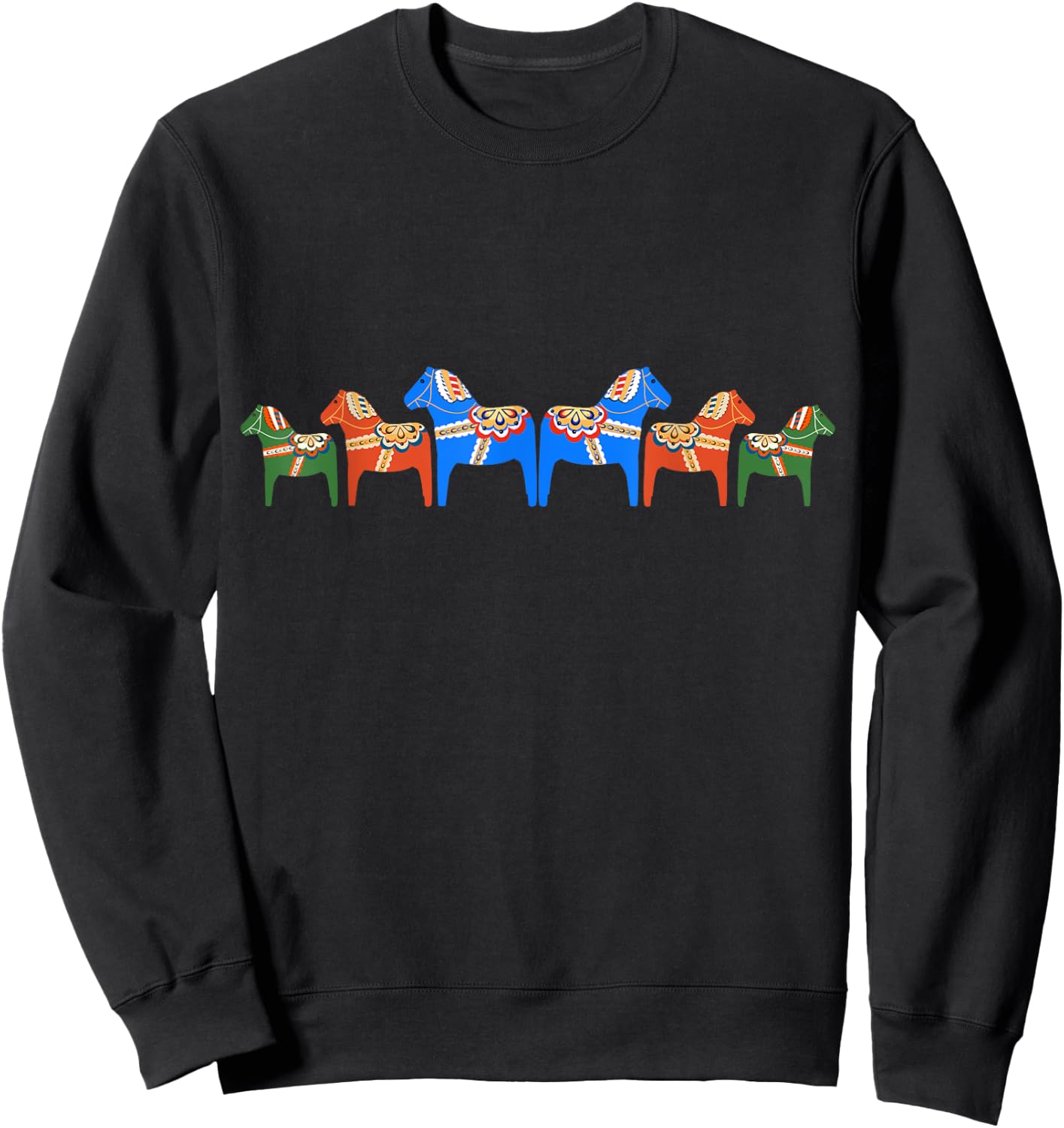 Dala Horses - Traditional Swedish design Sweatshirt - Sweatshirt | Black