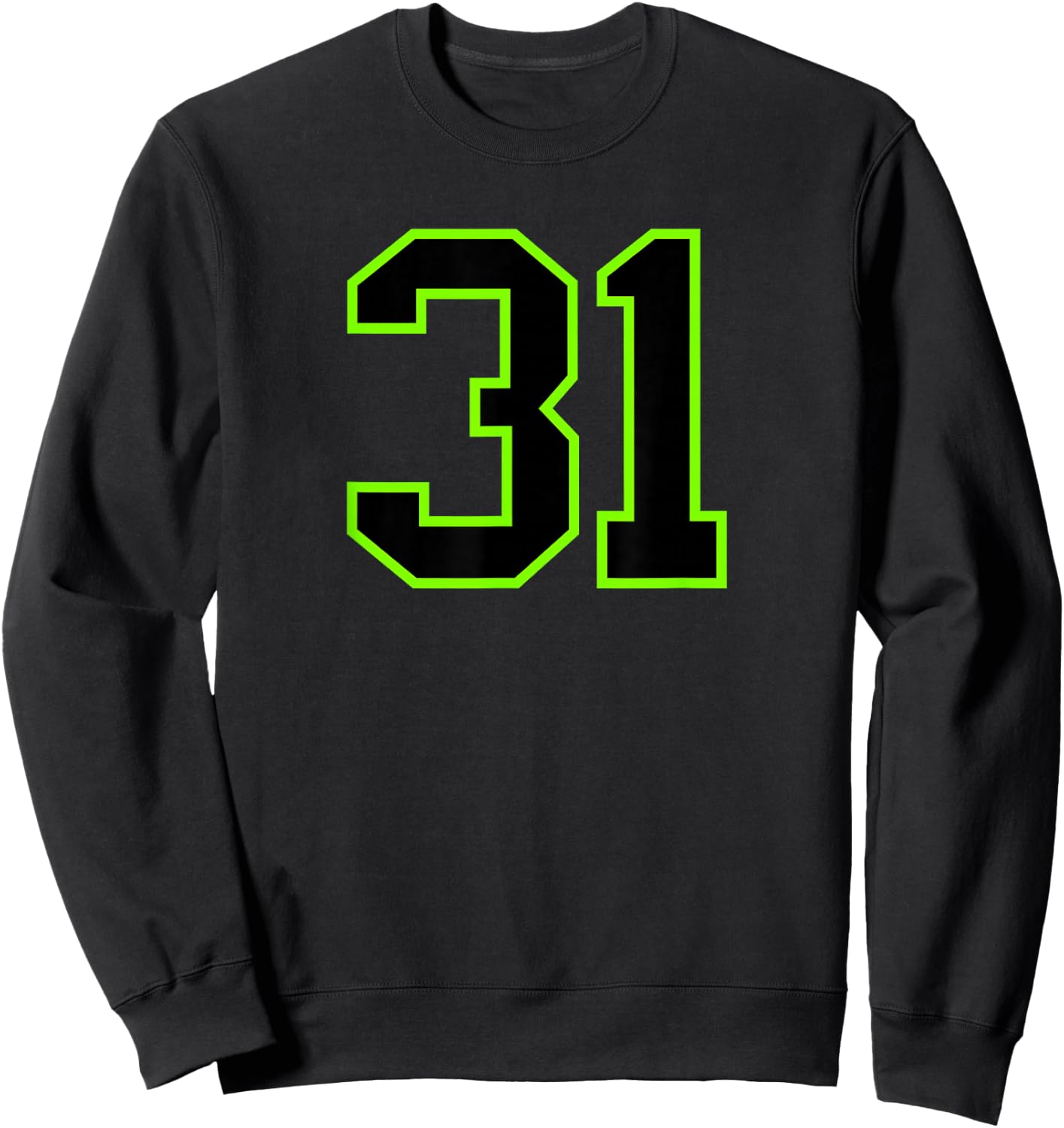 Number 31 Green Black Sports Team Sweatshirt - Sweatshirt | Black