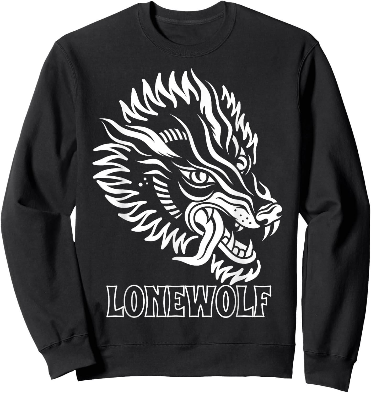 Vintage Wolf Shirt Lonewolf Lone Biker Lowbrow Wolf Sweatshirt - Sweatshirt | Black