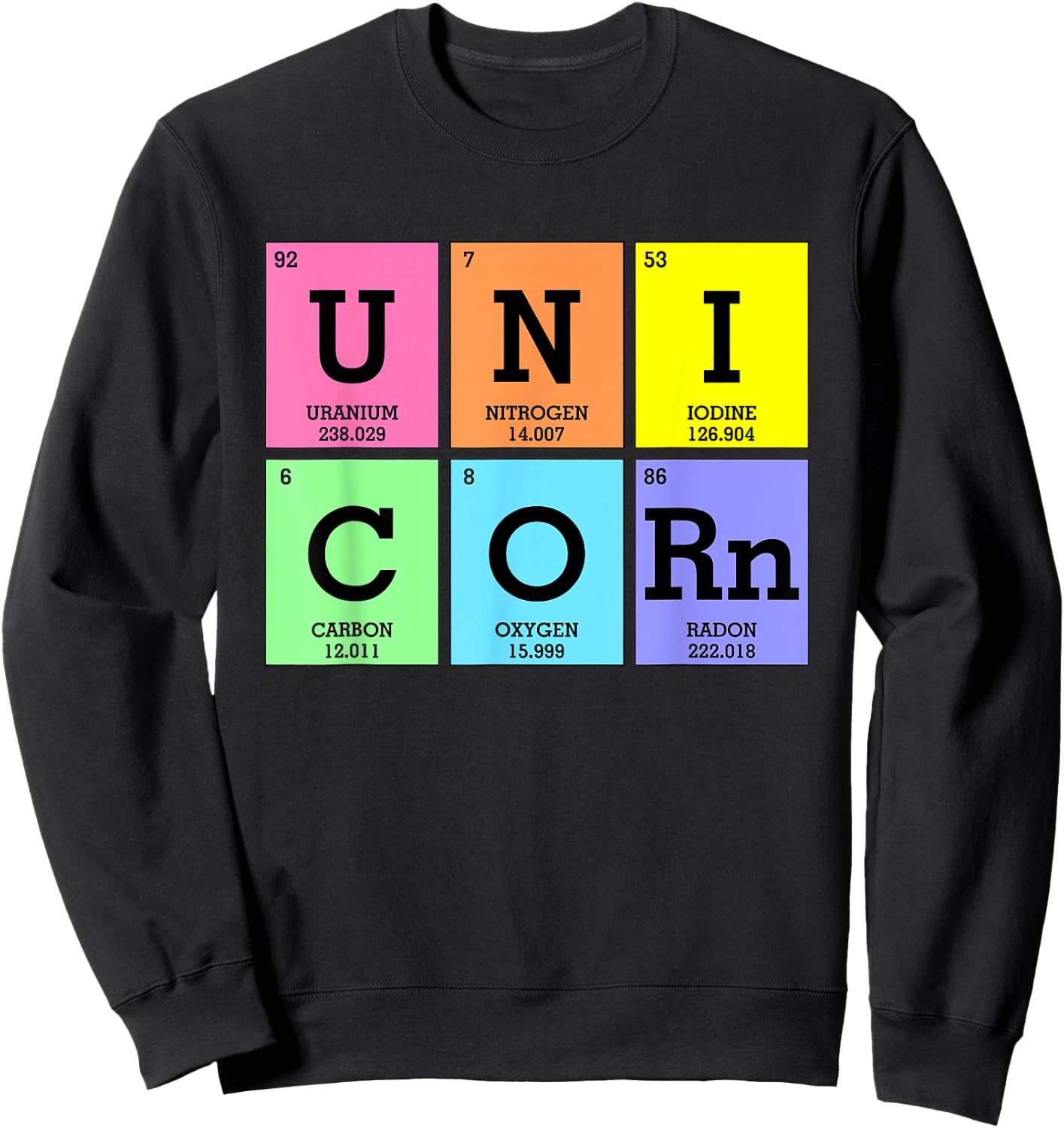 Cute Periodic Table of Elements Unicorn Rainbow Girl Kids Sweatshirt - Sweatshirt | Black