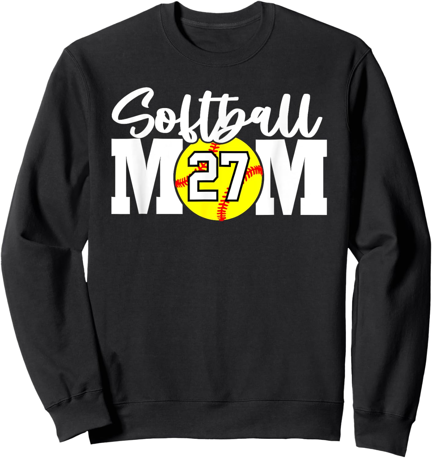 Softball Mom Number #27 Sweatshirt - Sweatshirt | Black