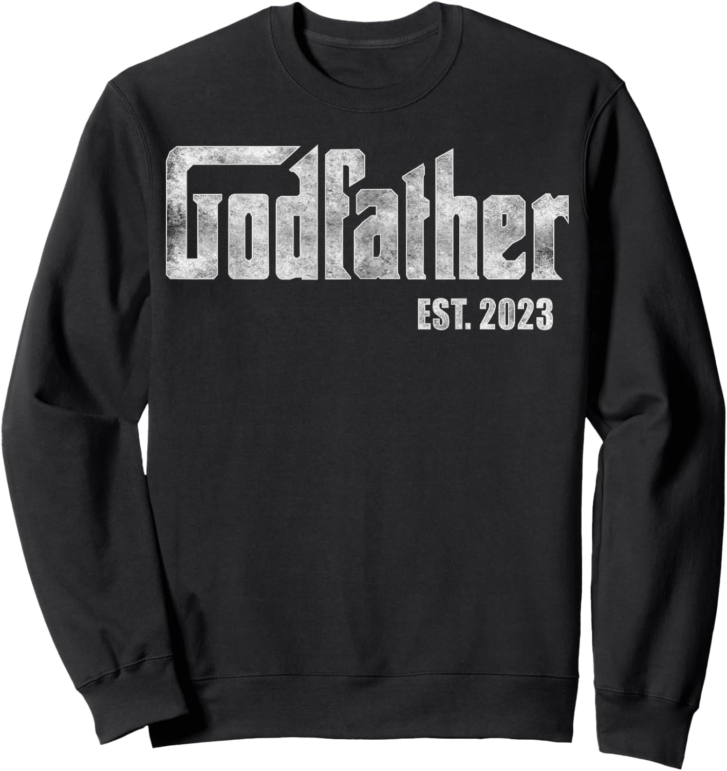 Retro Fathers Day, God-father Est 2023, God Dad Announcement Sweatshirt - Sweatshirt | Black