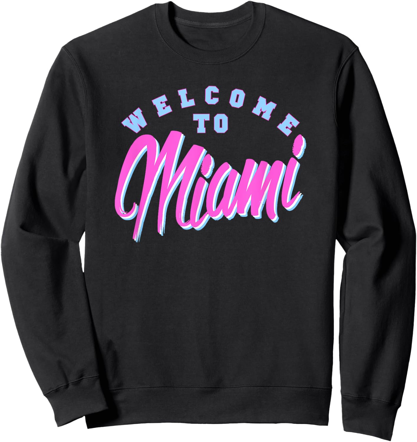 Vintage Welcome To Miami Beach Florida Souvenir Palm Trees- Men Women Girls Kids Sweatshirt - Sweatshirt | Black