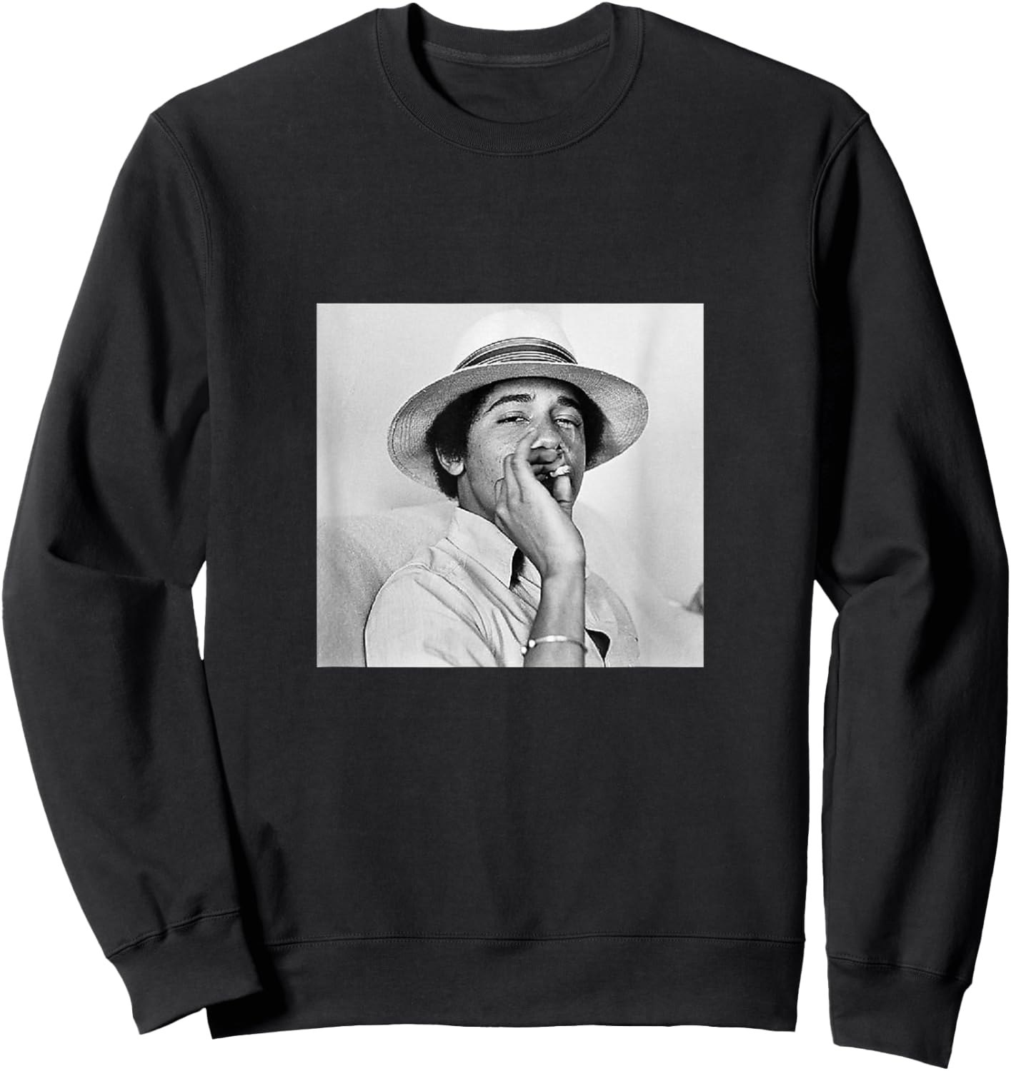 Barack Obama Smoking in College | Vintage Young Obama Sweatshirt - Sweatshirt | Black