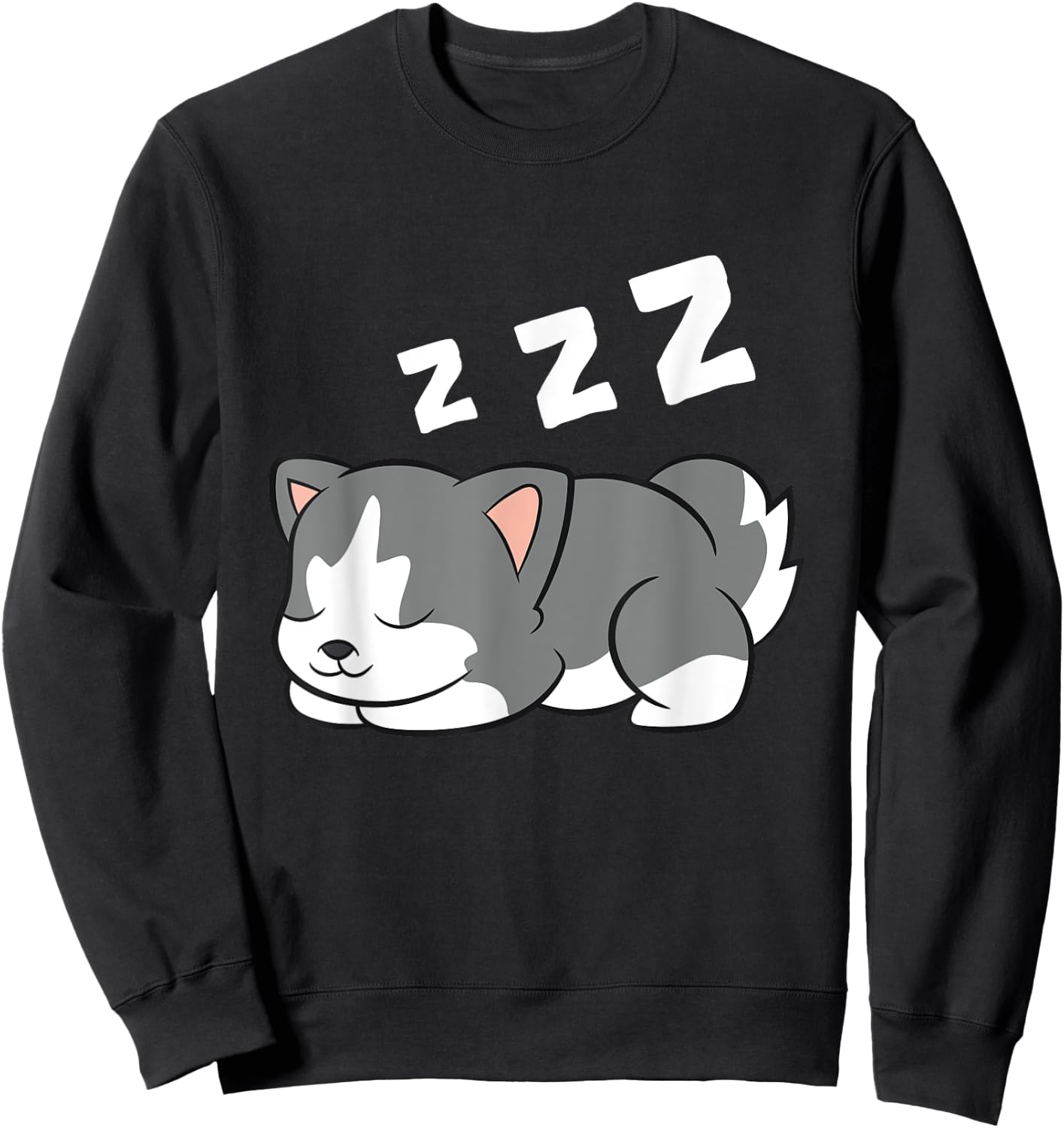 Sleeping Husky Dog Husky Pajama Cute Siberian Husky Sweatshirt - Sweatshirt | Black