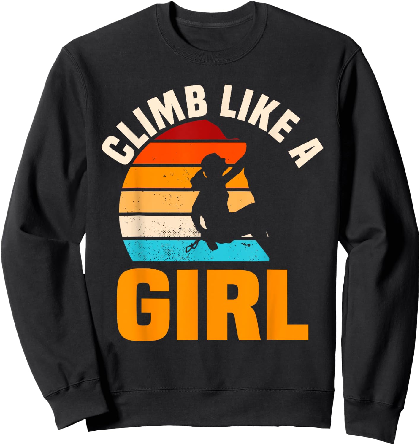 Bouldering Girls Retro Vintage Climber Boulderer Climbing Sweatshirt - Sweatshirt | Black