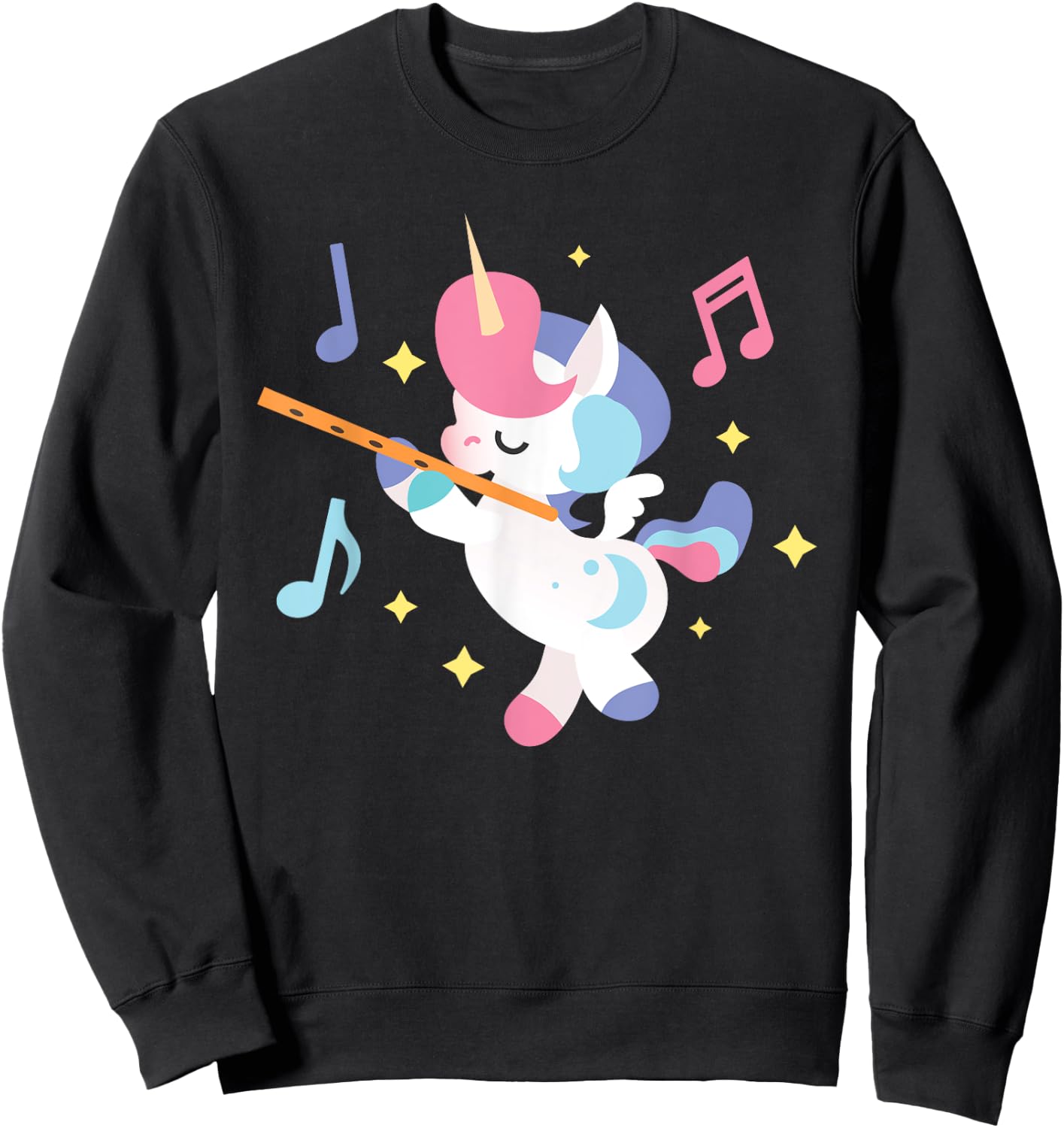 Flute Unicorn - Flute Player Flutist Marching Band Music Sweatshirt - Sweatshirt | Black