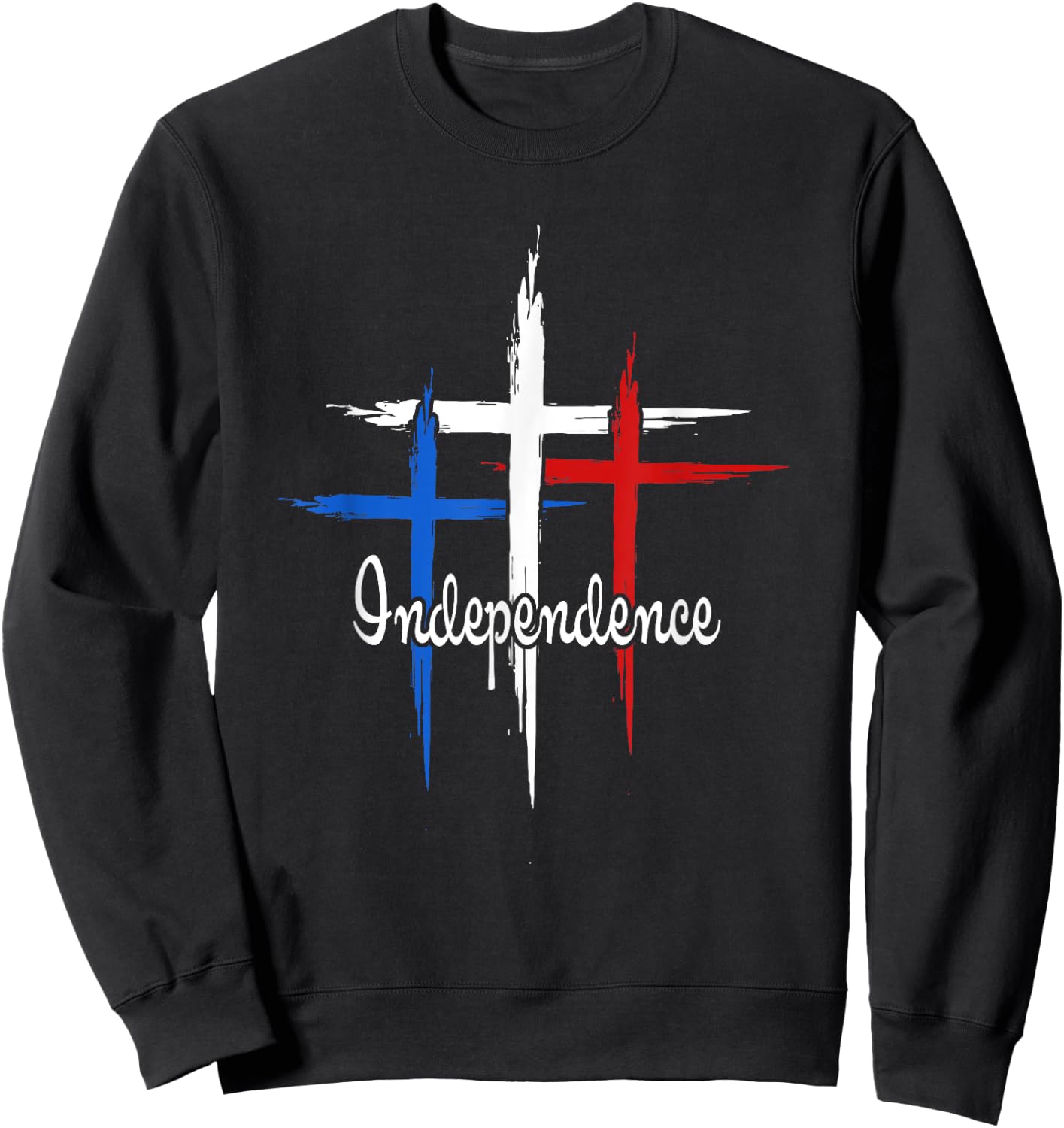 Independence Cross Christian 4th Of July US Flag Faith Women Men Sweatshirt - Sweatshirt | Black