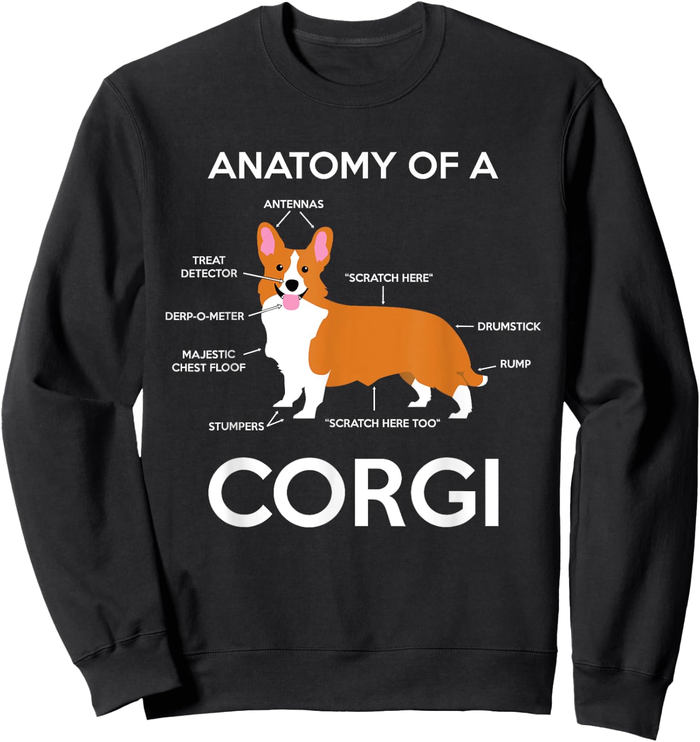 Anatomy Of A Corgi Funny Corgis Dog Puppy Nerd Biology Dogs Sweatshirt - Sweatshirt | Black