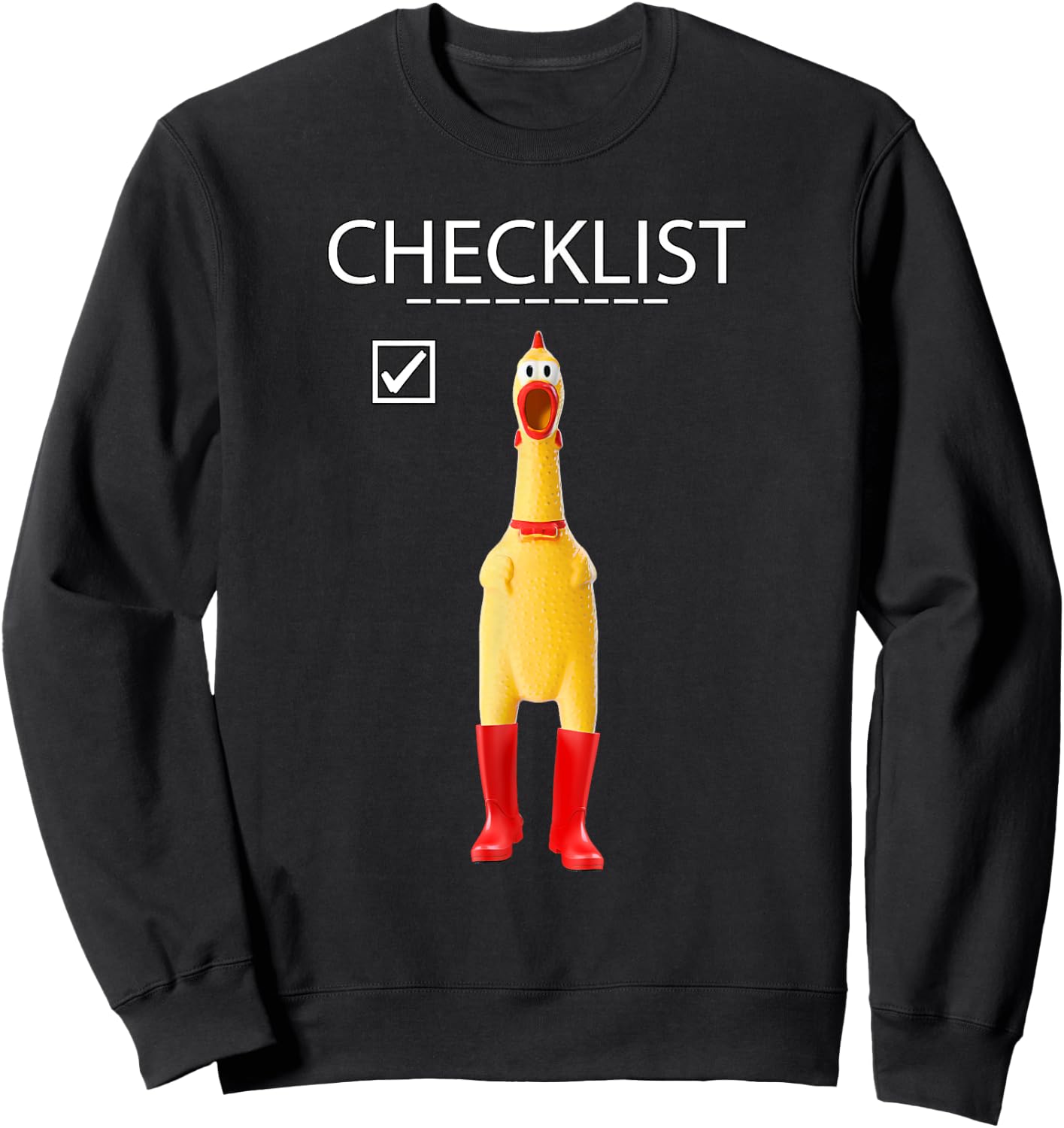 Funny Rubber Chicken Gift Boys Checklist Practical Joke Sweatshirt - Sweatshirt | Black