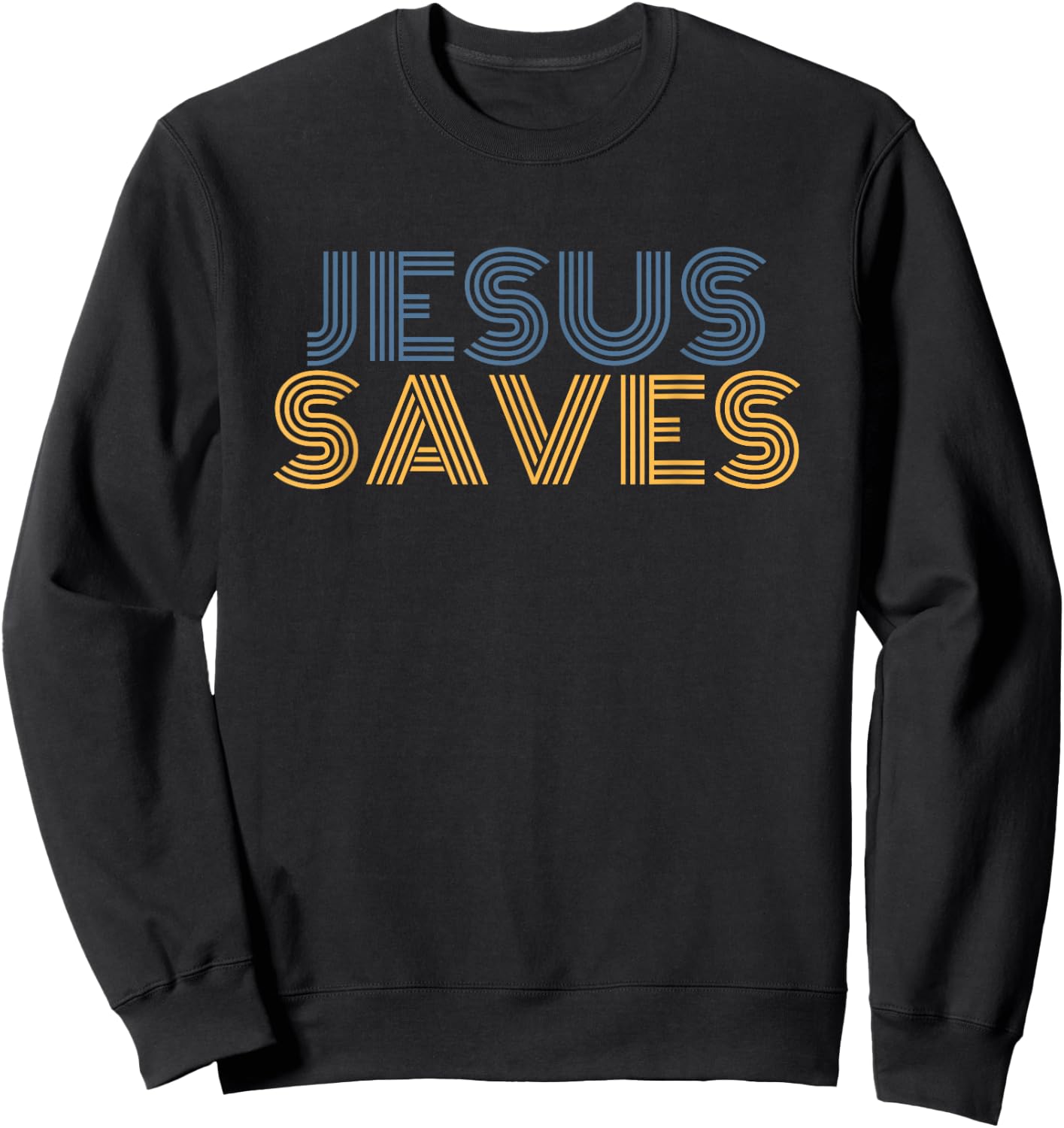 Jesus Saves cool retro vintage Christian Rock 70s Sweatshirt - Sweatshirt | Black