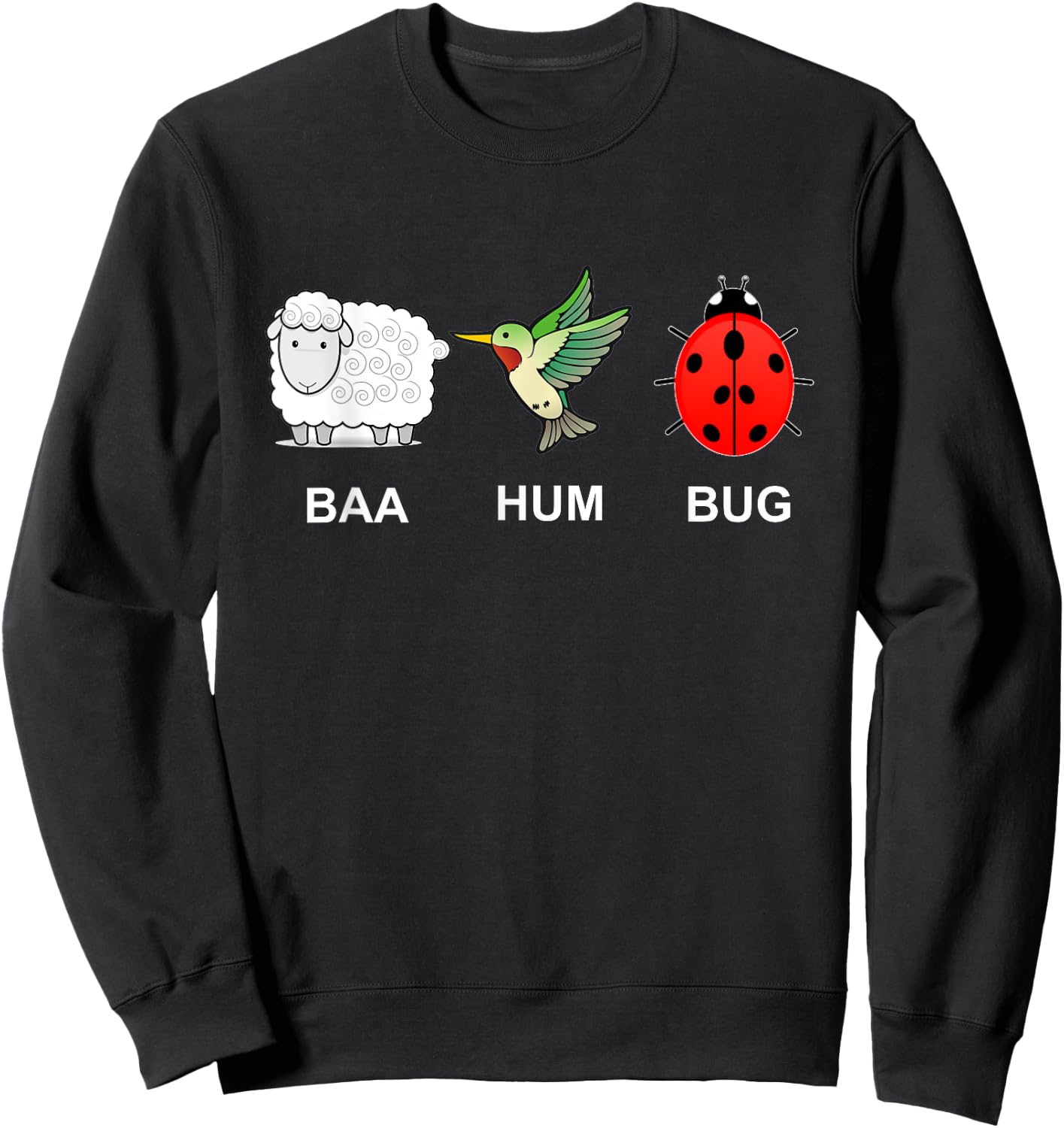 BAA HUM BUG - Bah Humbug Funny Graphic Holiday Christmas Sweatshirt - Sweatshirt | Black