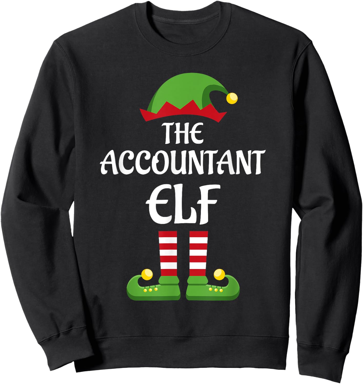 Accountant Elf Family Matching Group Christmas Sweatshirt - Sweatshirt | Black