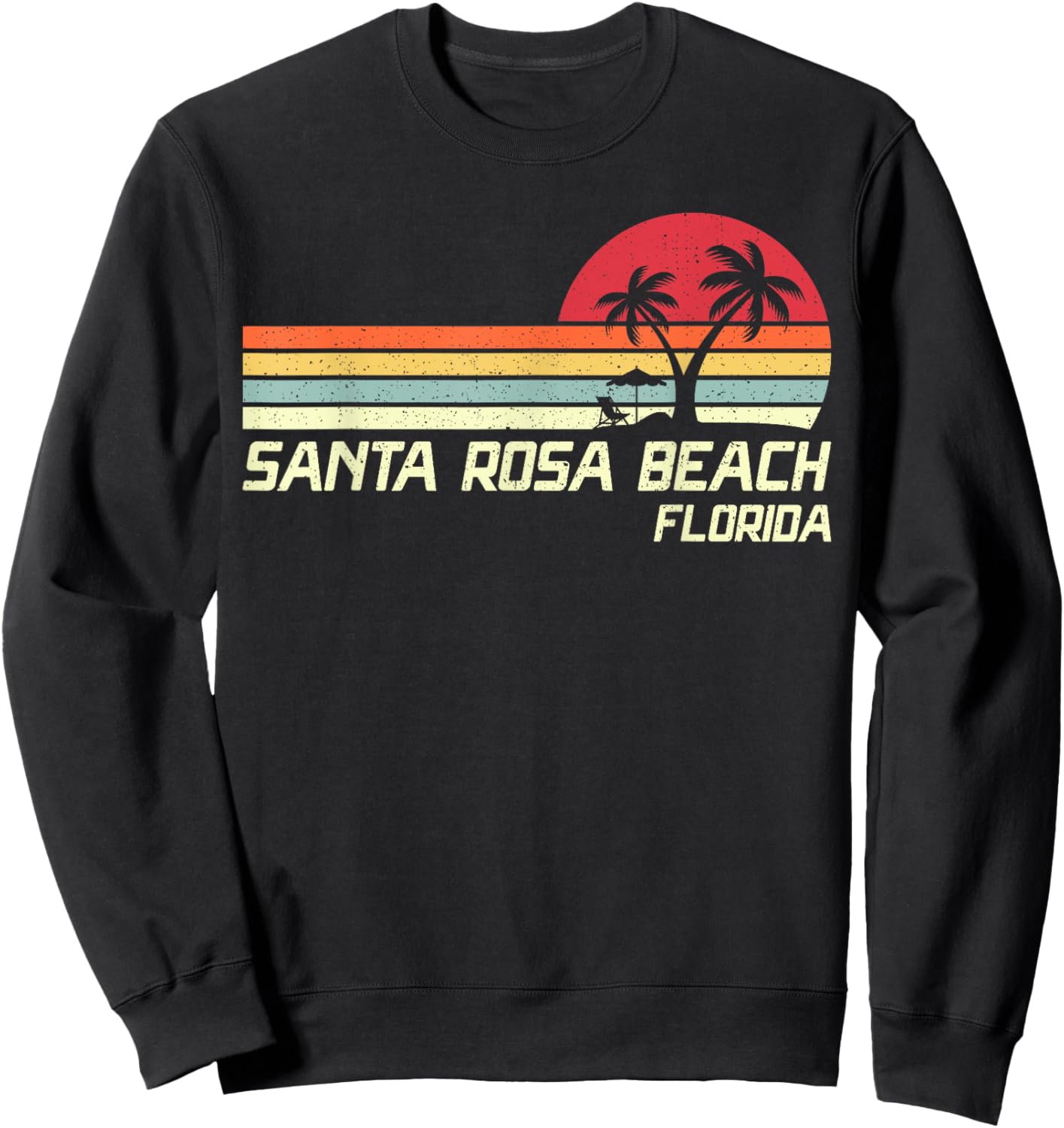 Summer Vacation Vintage Florida Santa Rosa Beach Sweatshirt - Sweatshirt | Black