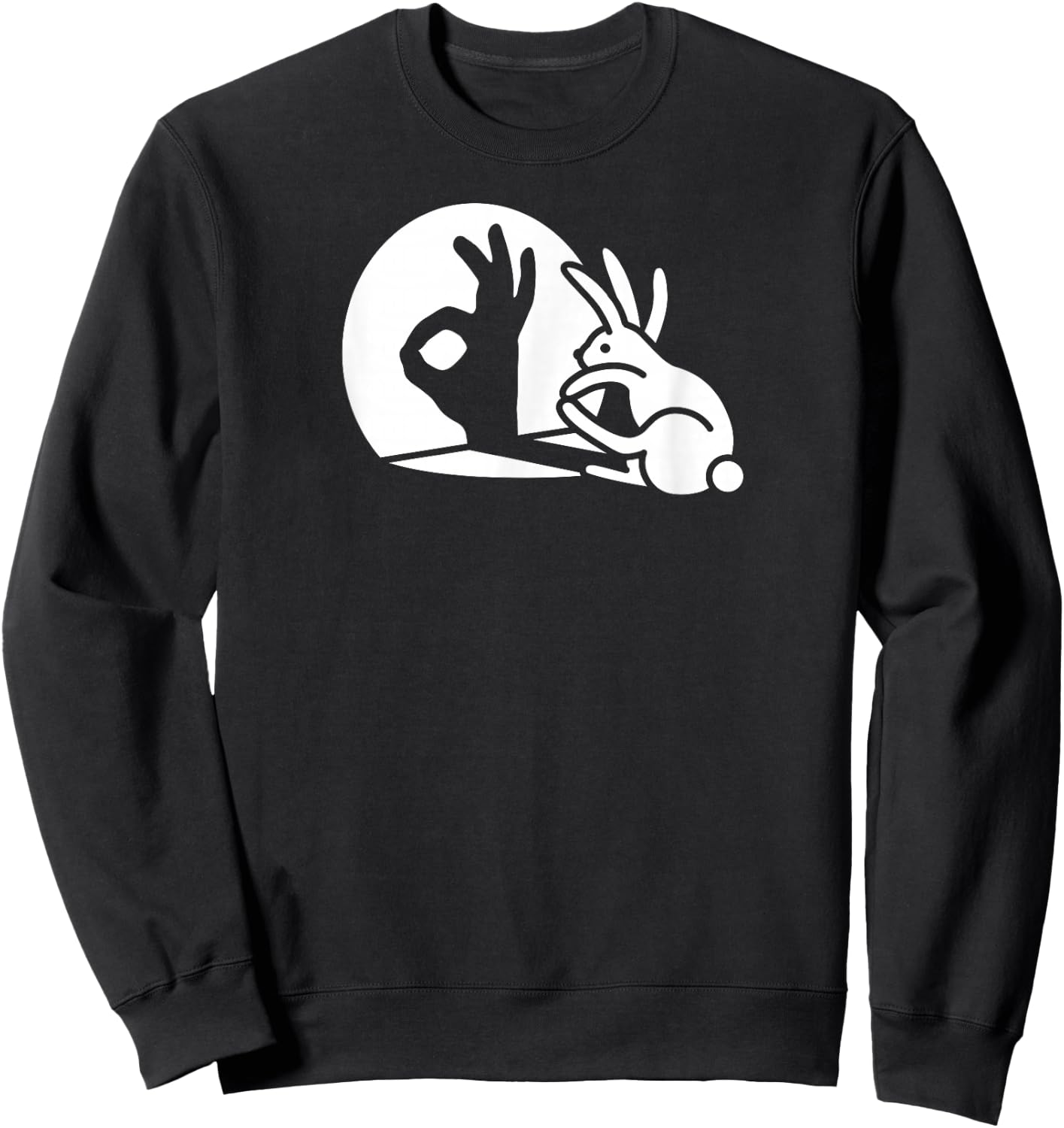Bunny rabbit OK okay shadow hand gesture sign circle game Sweatshirt - Sweatshirt | Black
