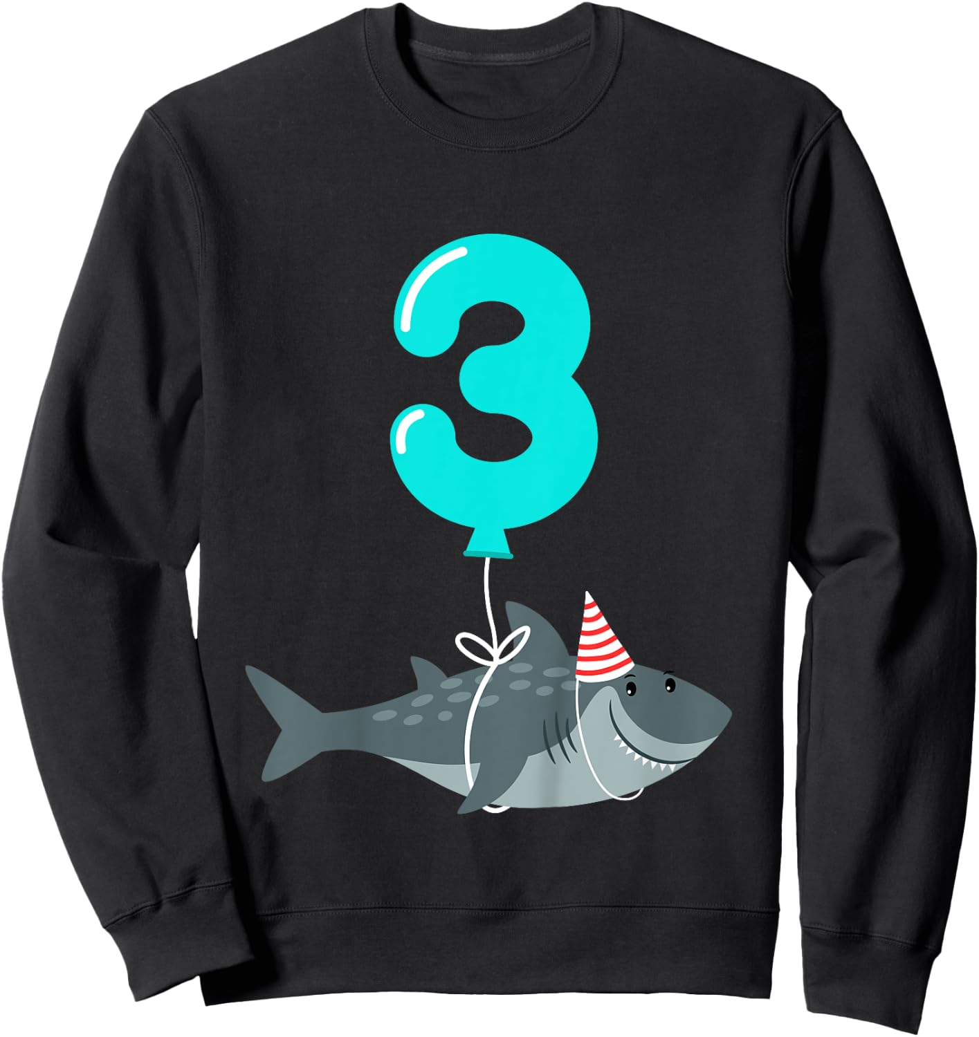 3rd Birthday Shark Shirt | Cute 3 Year Old Shark Gift Shirt Sweatshirt - Sweatshirt | Black