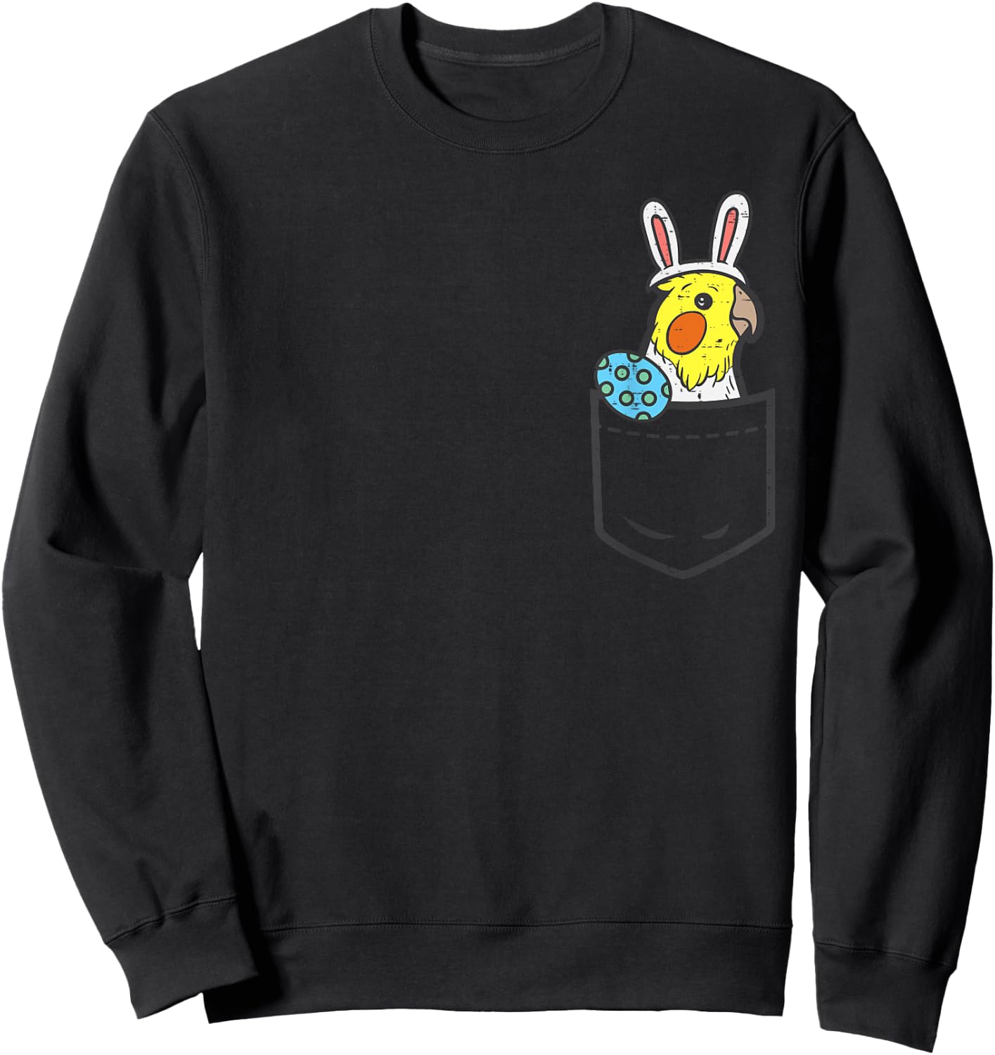 Pocket Easter Cockatiel Bunny Egg Cute Bird Men Women Kids Sweatshirt - Sweatshirt | Black