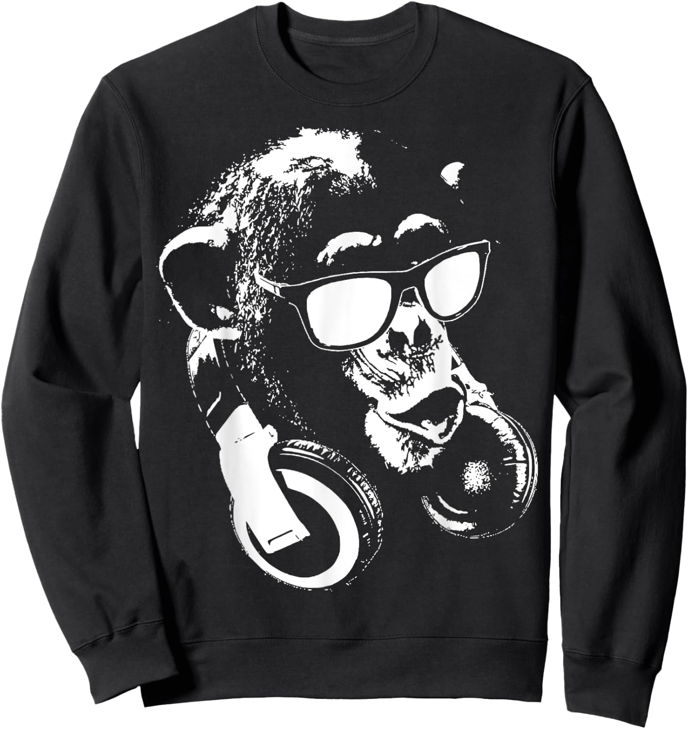 Monkey Chimp With Sunglasses And Headphones Sweatshirt - Sweatshirt | Black