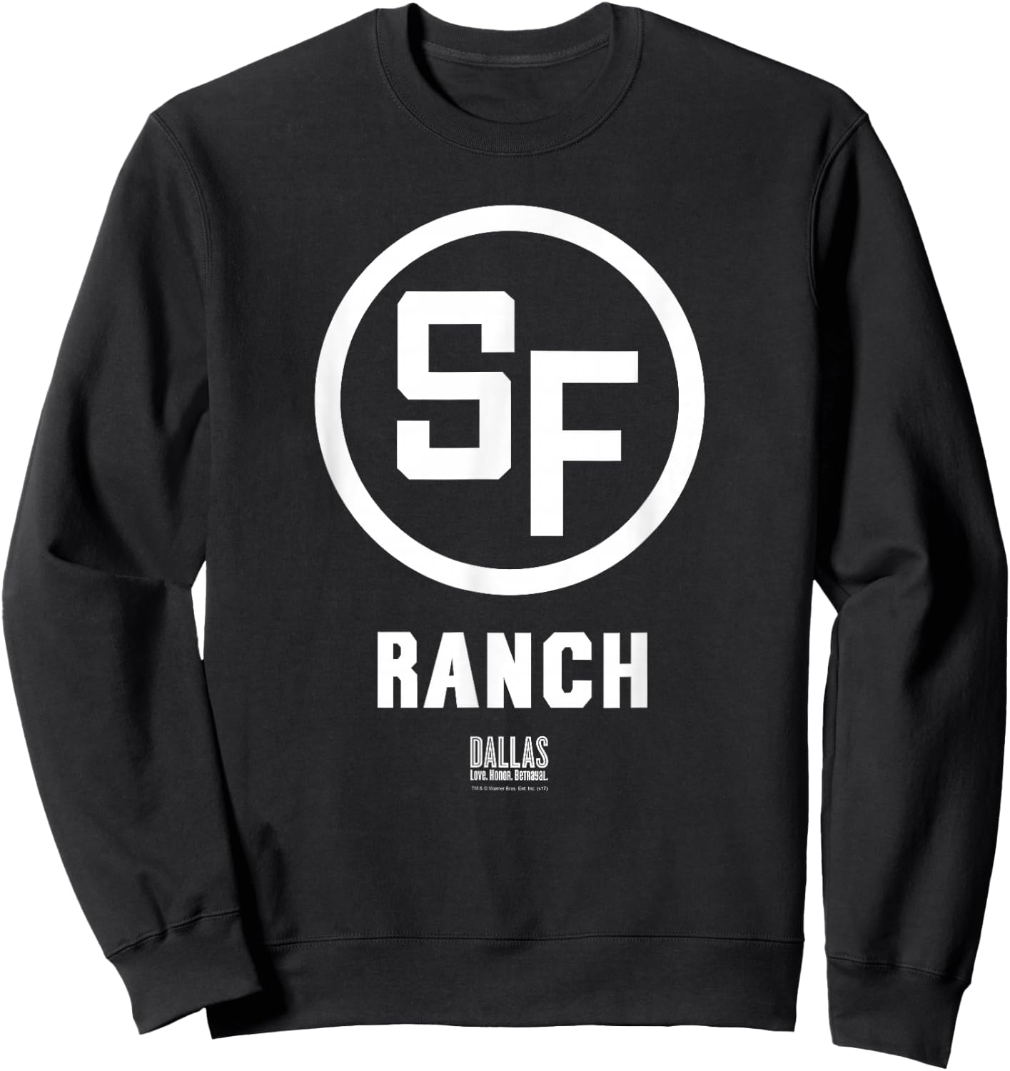 Warner Bros. Dallas TV Series Southfork Ranch -Adults Blue Solid with Letter Print Sweatshirt - Sweatshirt | Black
