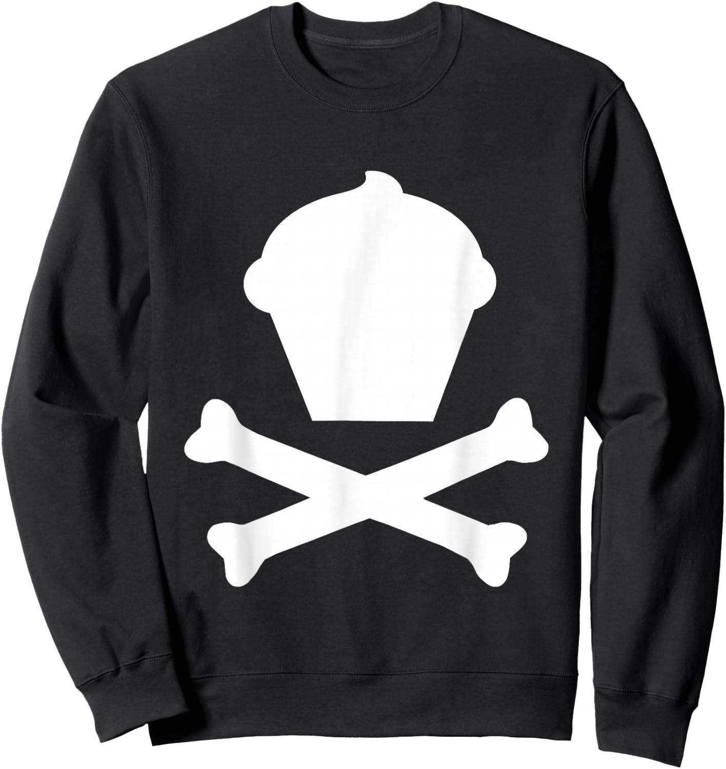 Cupcake & Crossbones Cute No Skull Not Scary Fun Gag Sweatshirt - Sweatshirt | Black