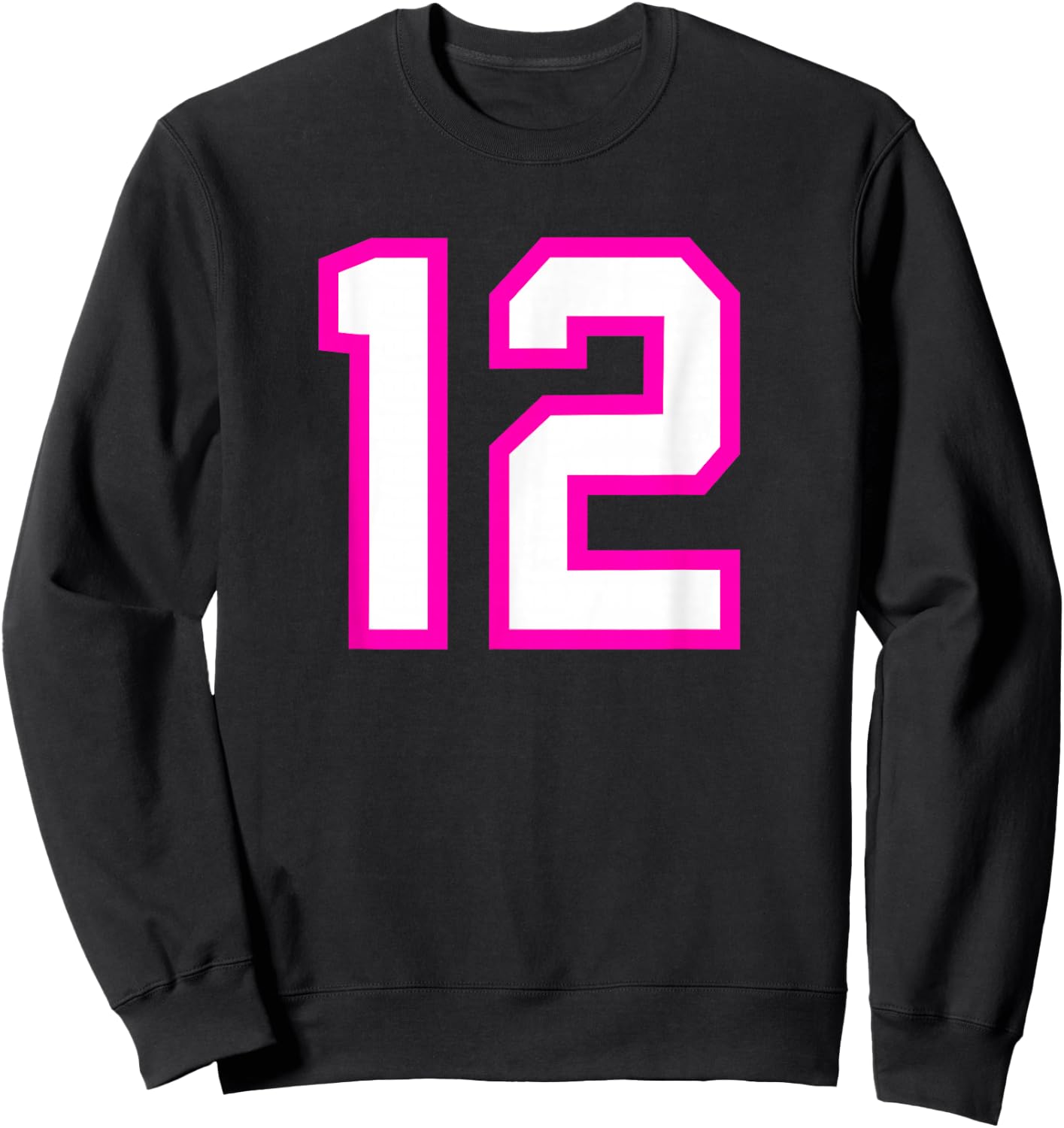 Pink Sports Team Number #12 Sweatshirt - Sweatshirt | Black
