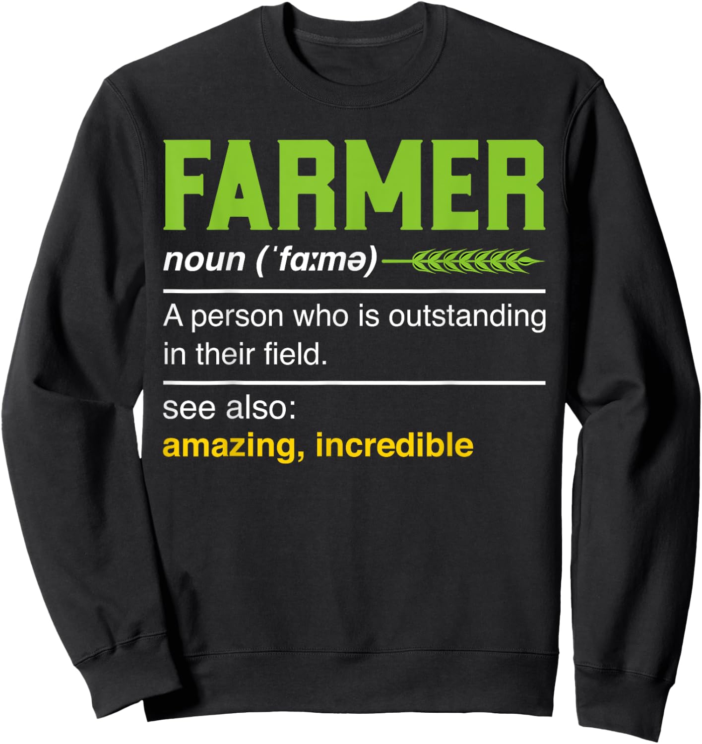 Farmer Definition Noun - Funny Farming Agriculturist Farmer Sweatshirt - Sweatshirt | Black