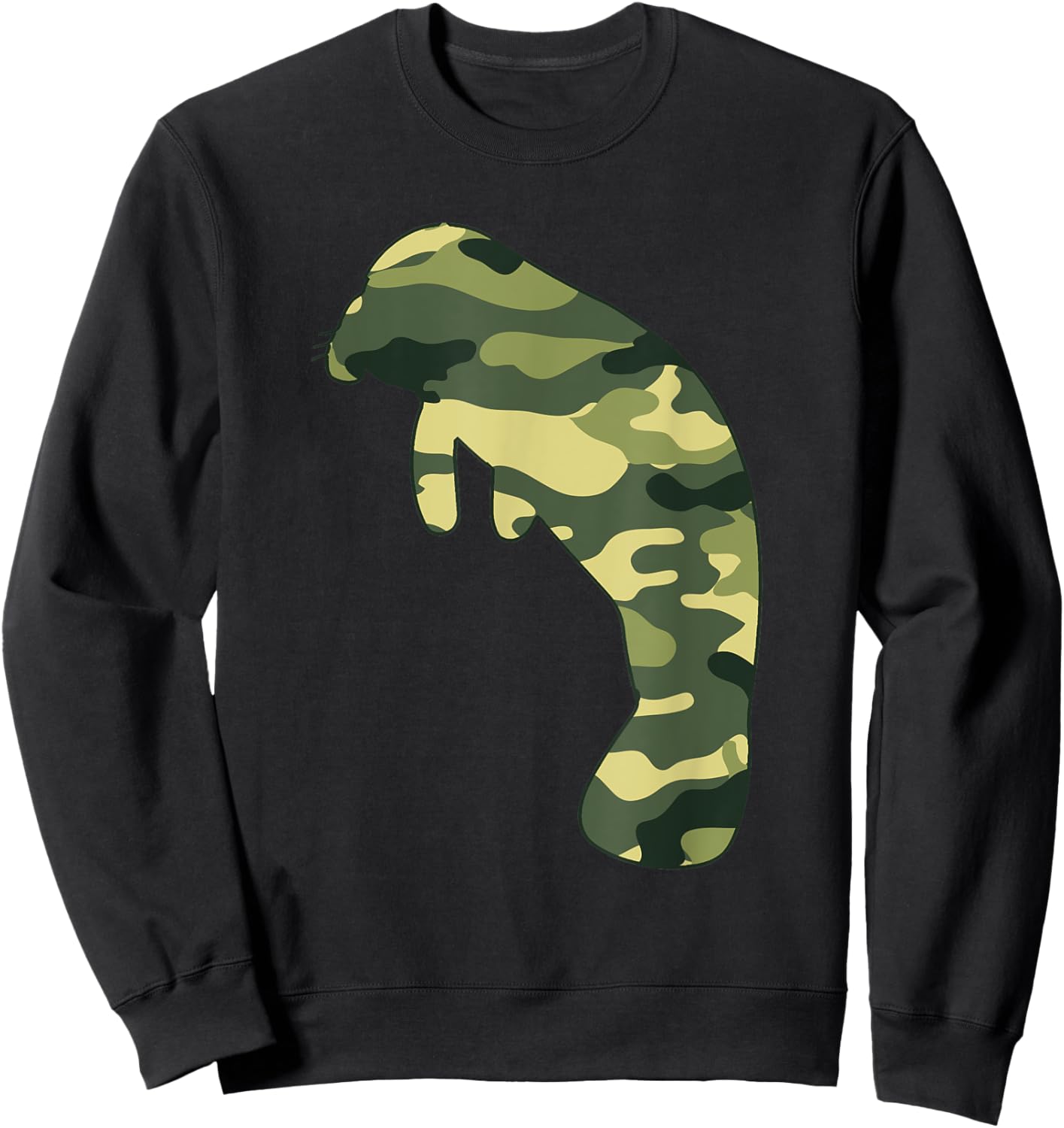 Military Dugong Camo Men Print US Manatee Veteran Gift Sweatshirt - Sweatshirt | Black