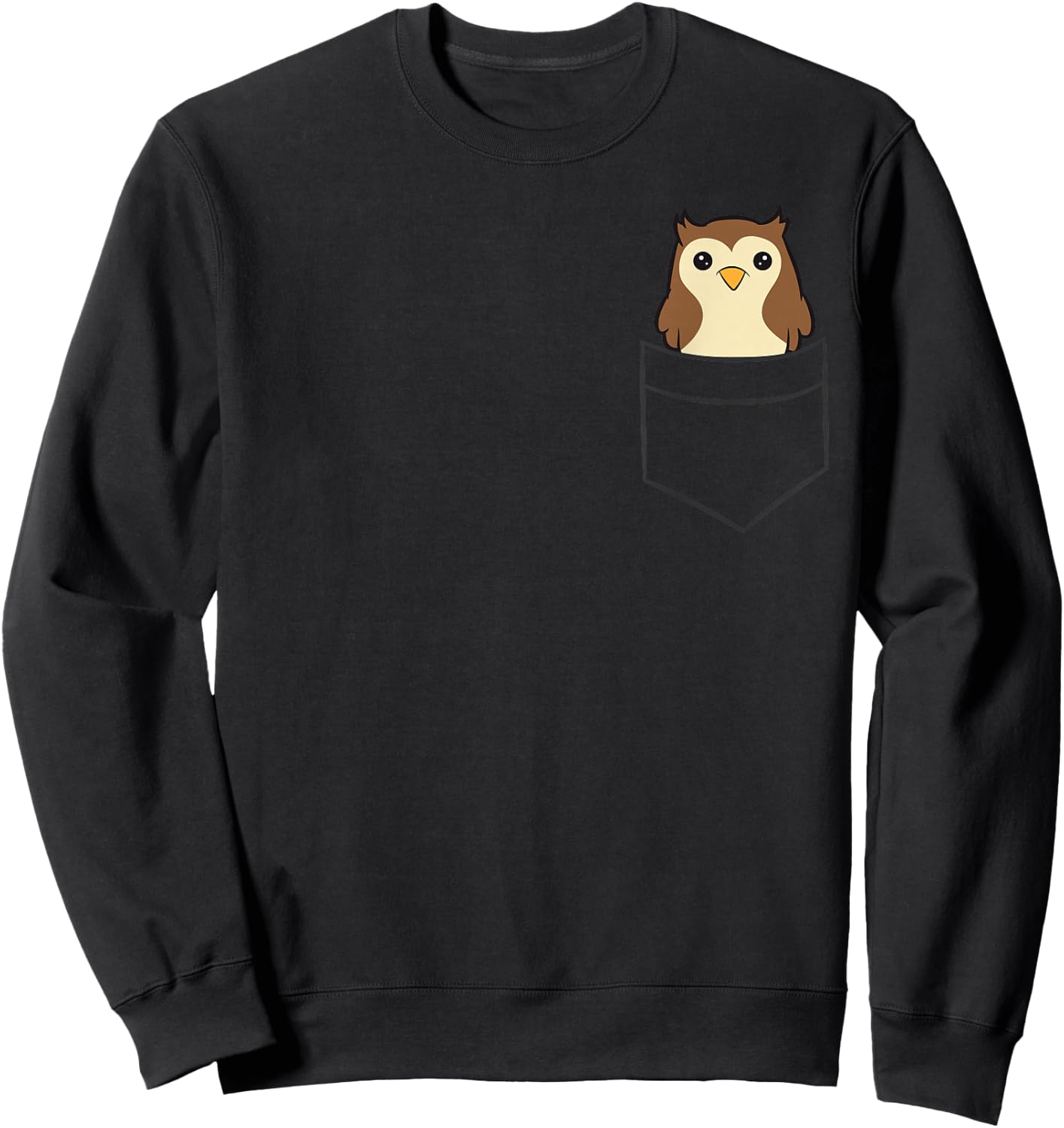 Cute Owl In The Pocket Sweatshirt - Sweatshirt | Black