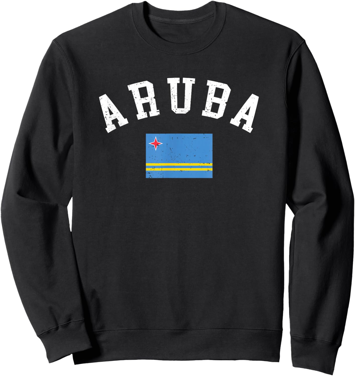 Aruba Flag Vintage Vacation Travel Souvenir Sweatshirt - Sweatshirt | Black