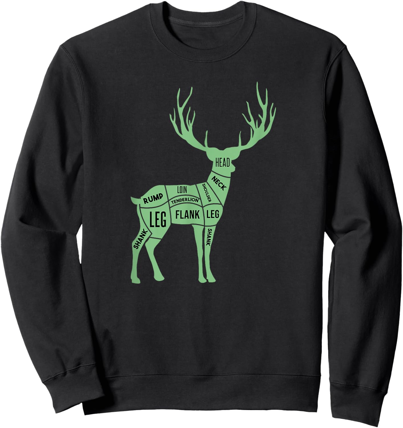 Deer Venison Butcher Cuts Diagram Sweatshirt - Sweatshirt | Black