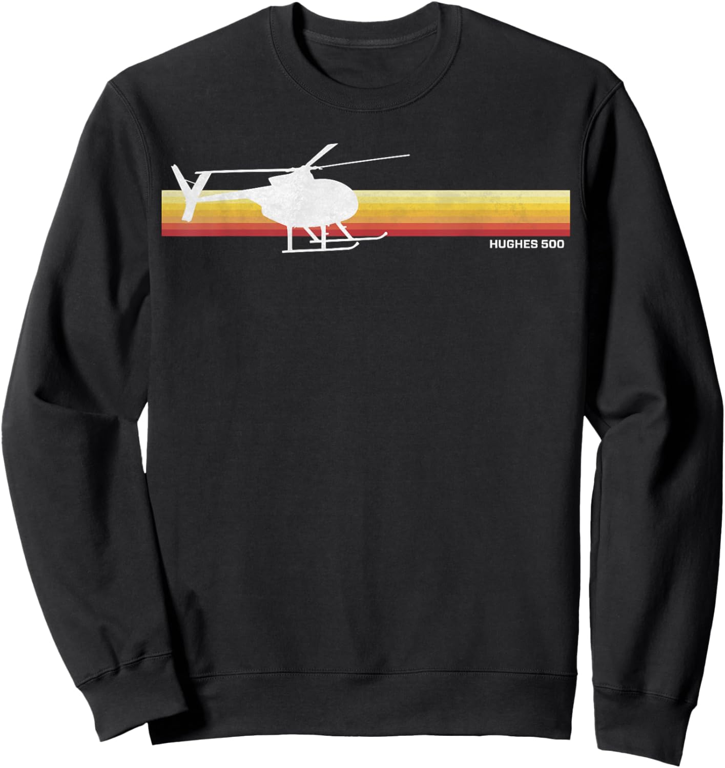 MD 500 Vintage Helicopter Pilot Silhouette Sunset Hughes 500 Sweatshirt - Sweatshirt | Black